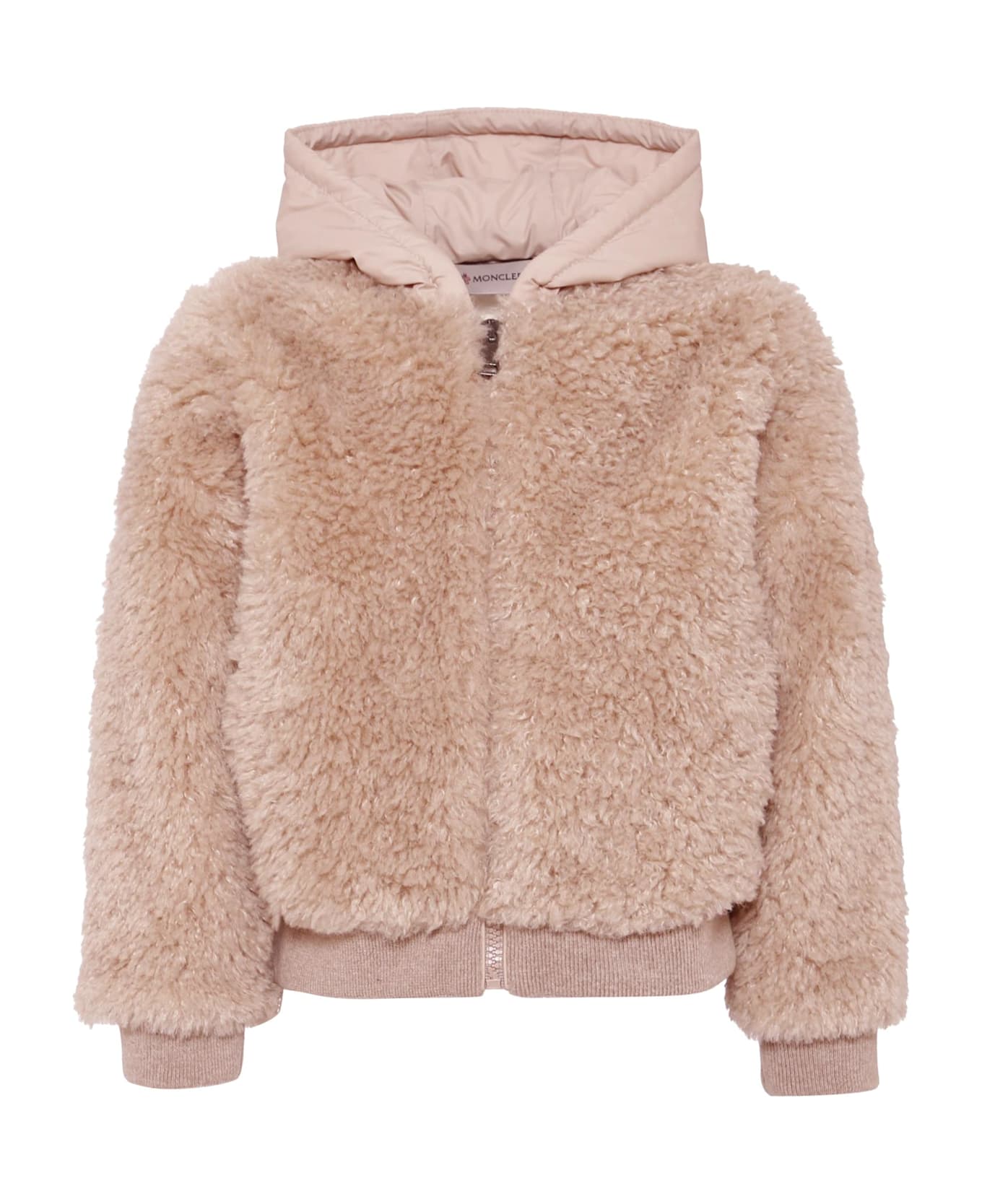 Moncler Beige Eco-fur For Kids With Logo - Beige