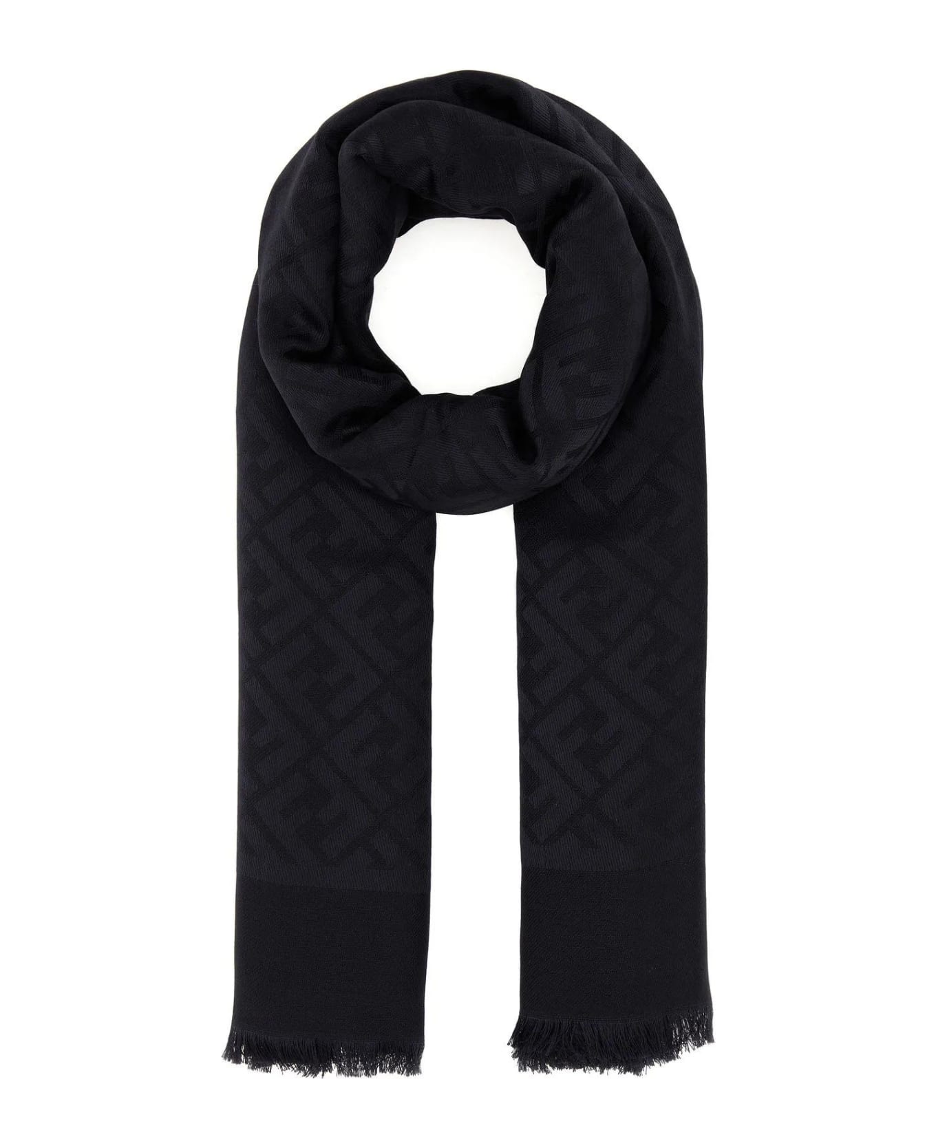 Fendi Ff Diagonal Silk Shawl - Black スカーフ＆ストール