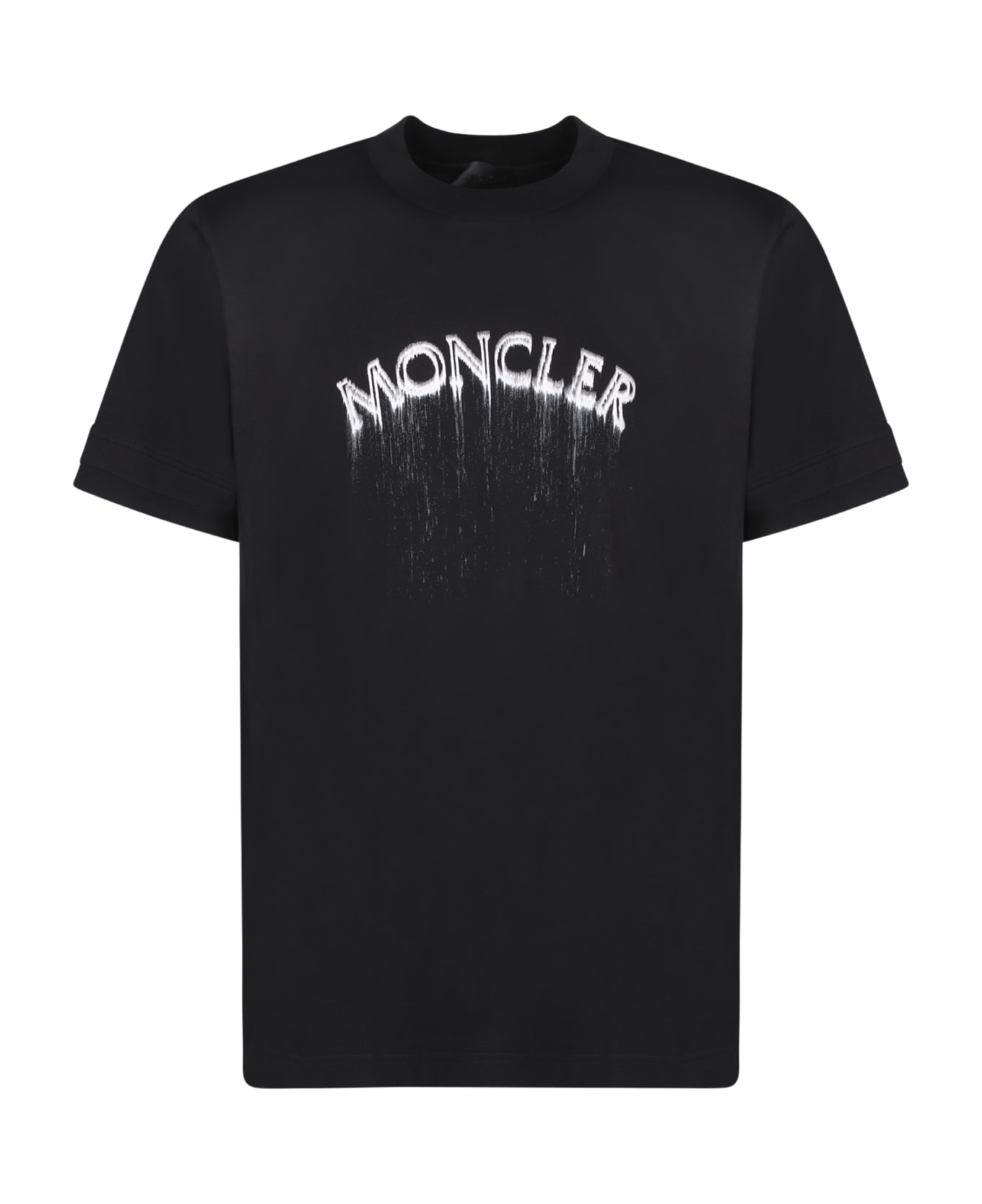 Moncler Powder Effect Black Logo T-shirt - Black