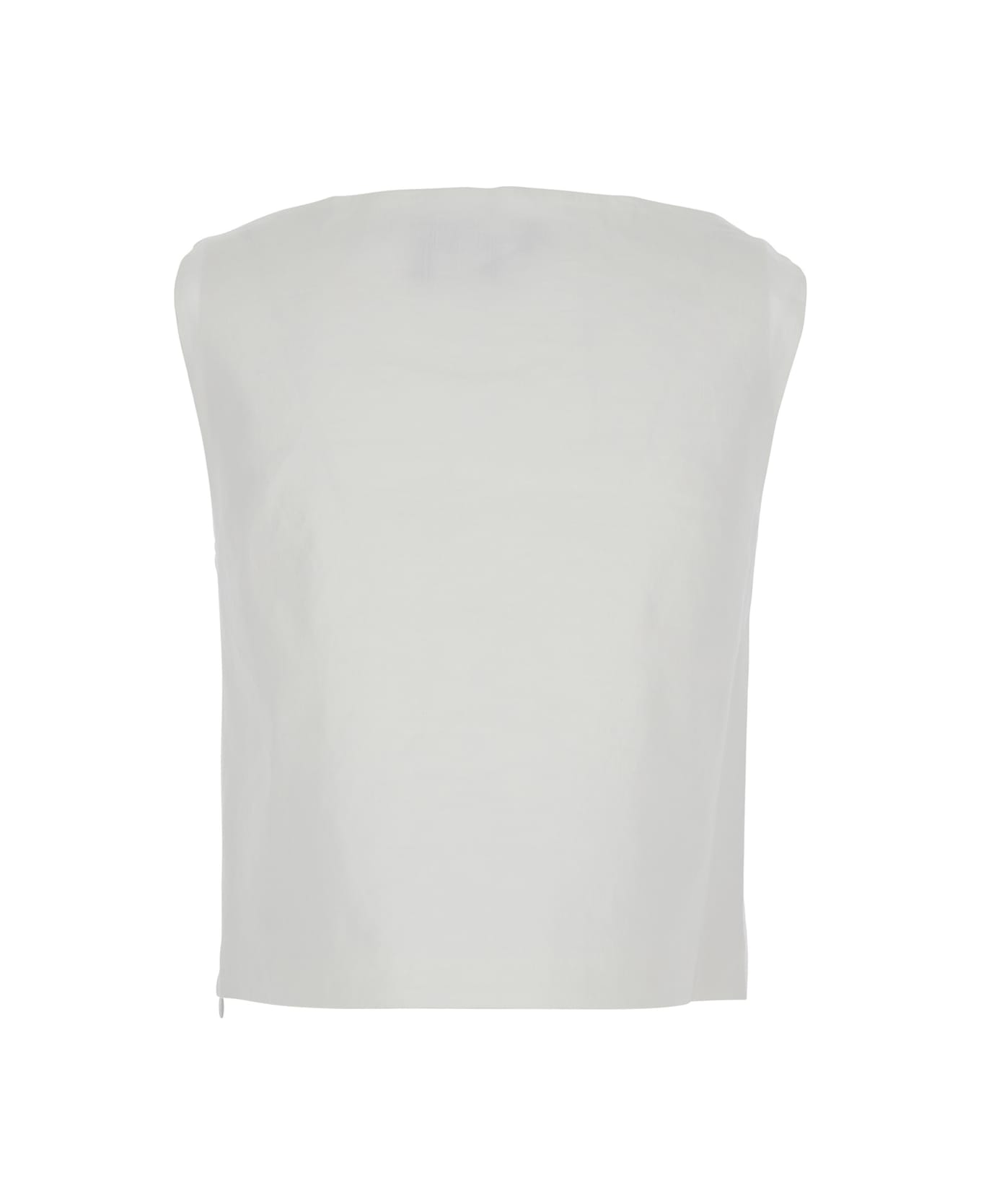 Theory White Top With Boat Neckline And Pences In Linen Blend Woman - White