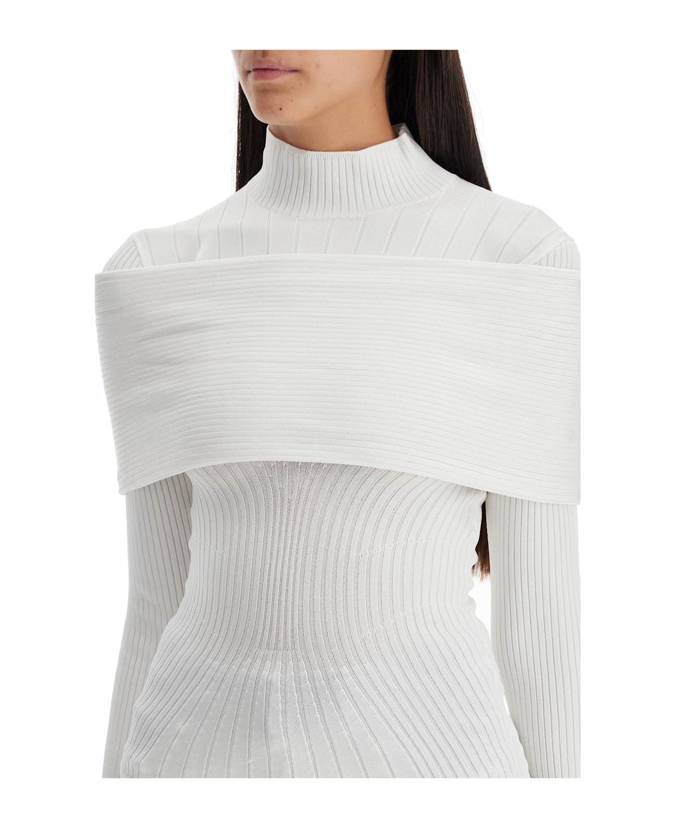 Mugler Long-sleeved Top With Off- - OFF WHITE (White)