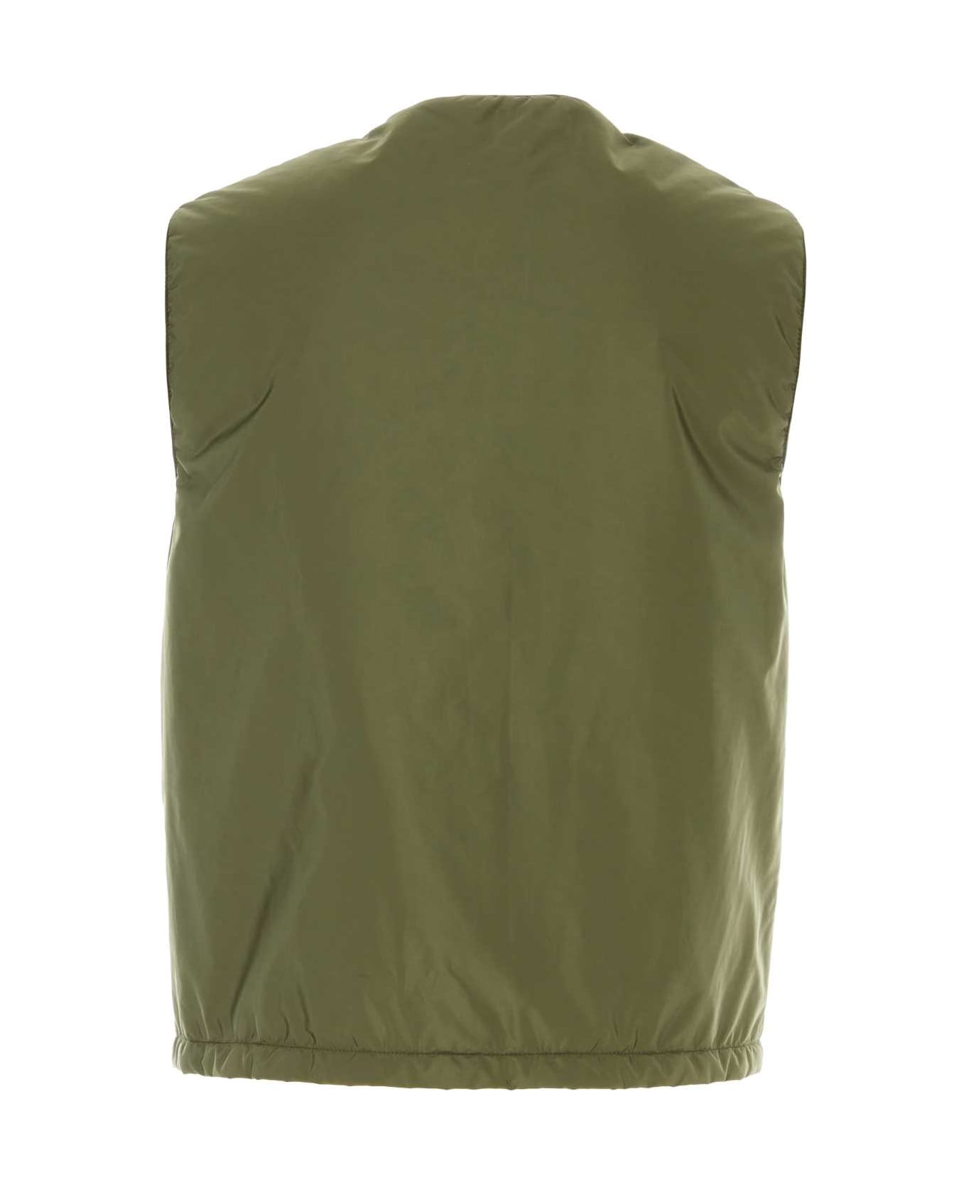 Prada Army Green Nylon Sleeveless Padded Jacket - MILITARE
