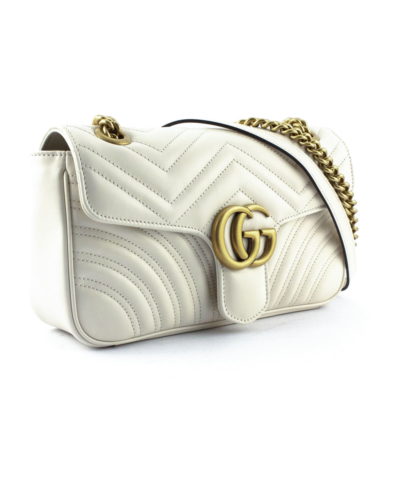 Gucci Gg Marmont White Leather Shoulder Bag - Panna