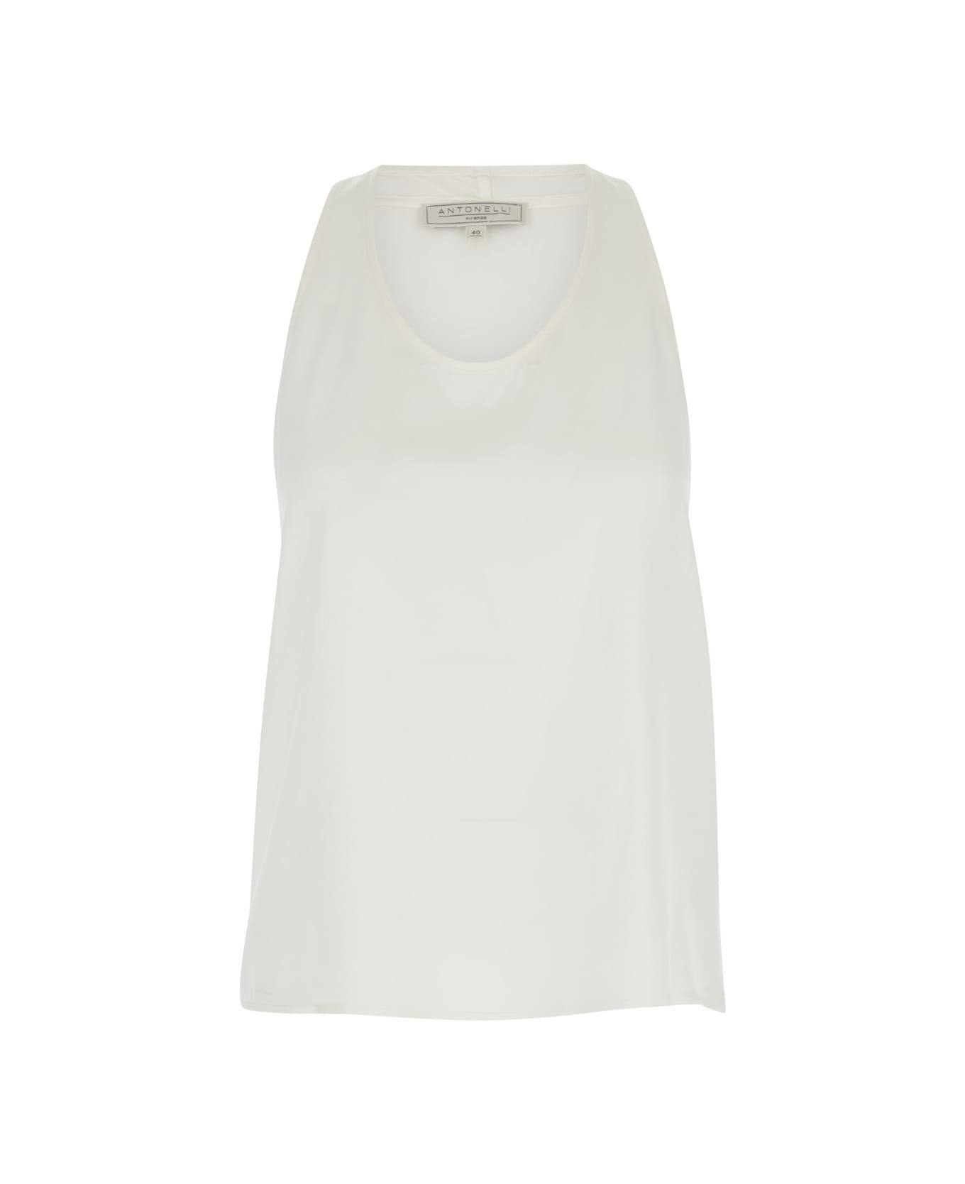 Antonelli White Sleeveless And Flared Top In Silk Blend Woman - White