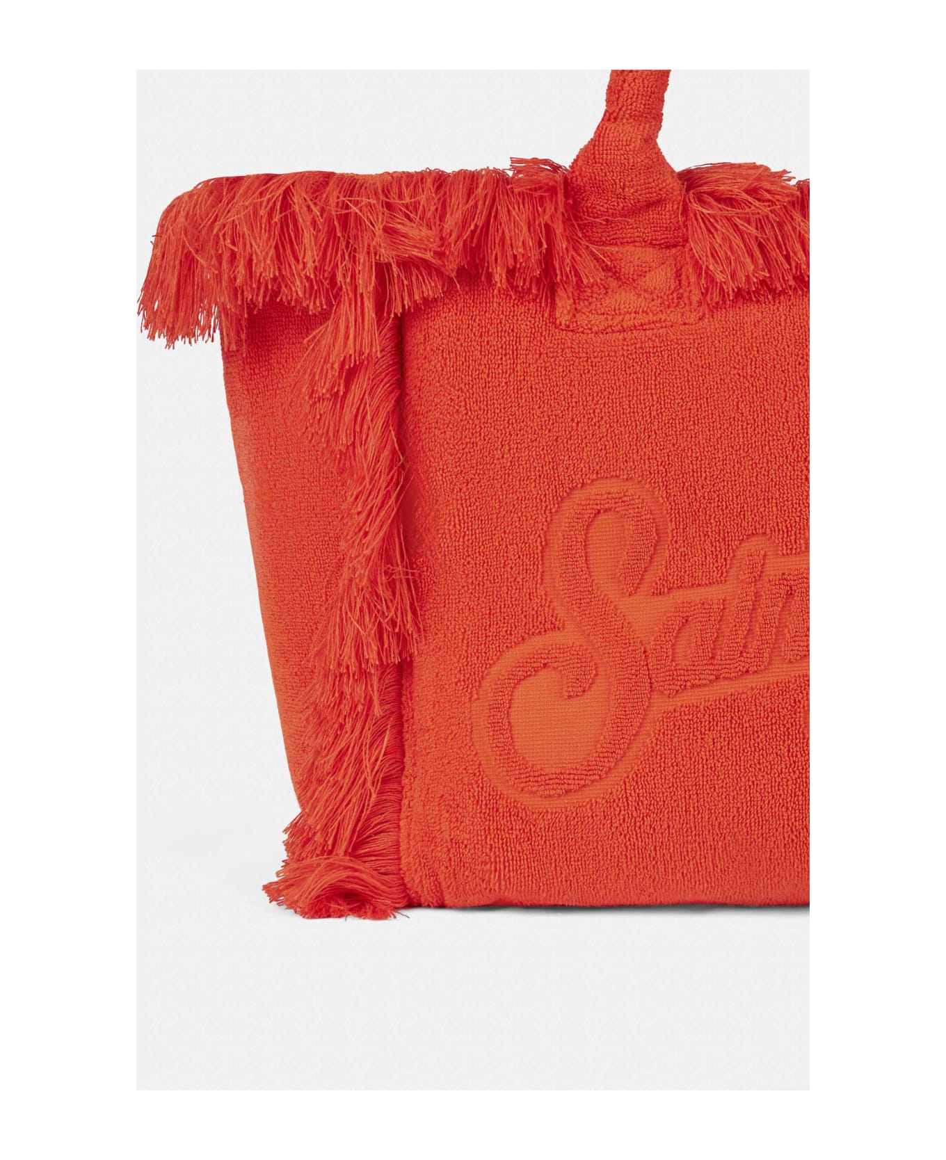 MC2 Saint Barth Vanity Orange Terry Shoulder Soft Bag With Embossed Logo - ORANGE