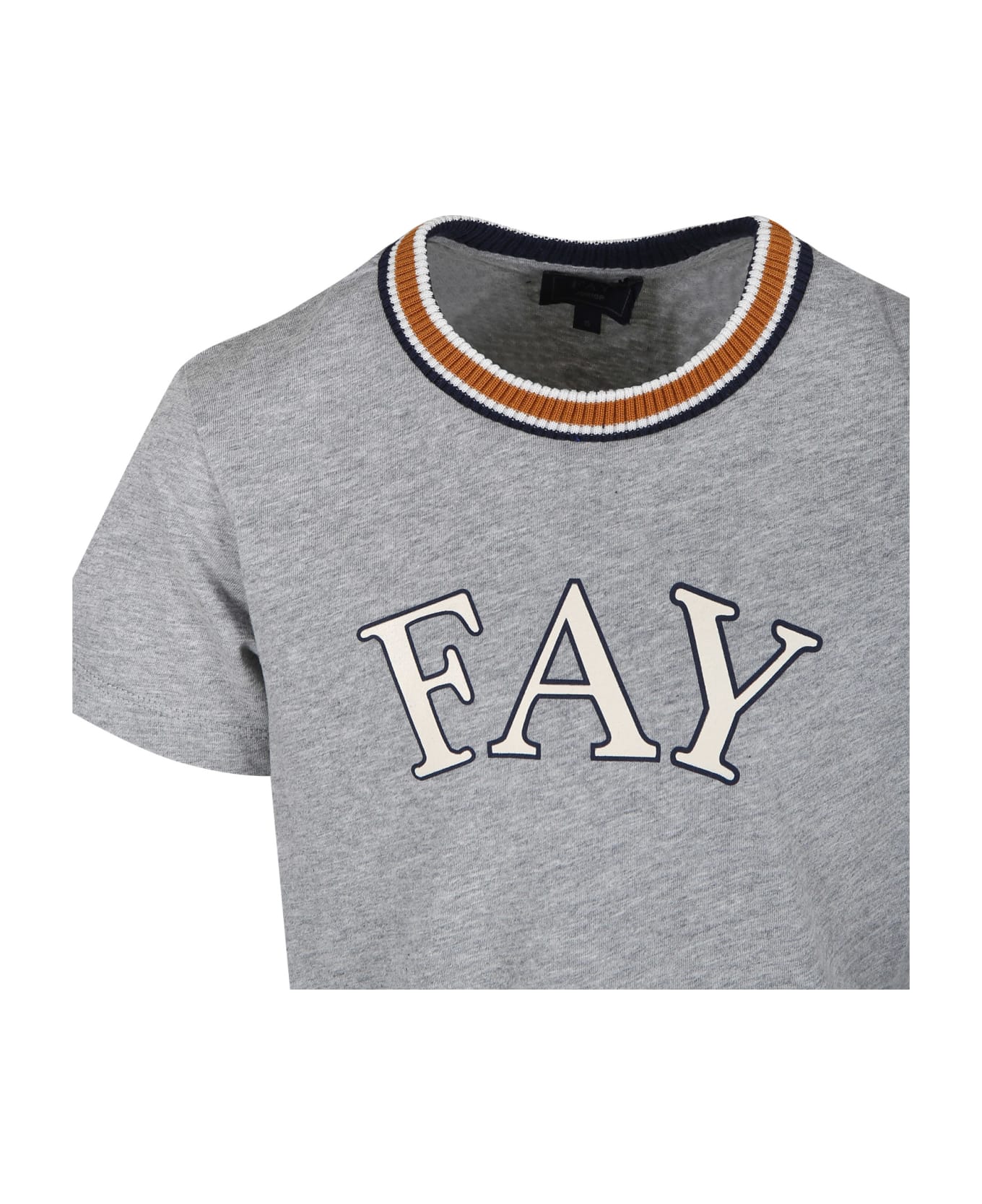 Fay Grey T-shirt For Boy With Logo Print - Grey