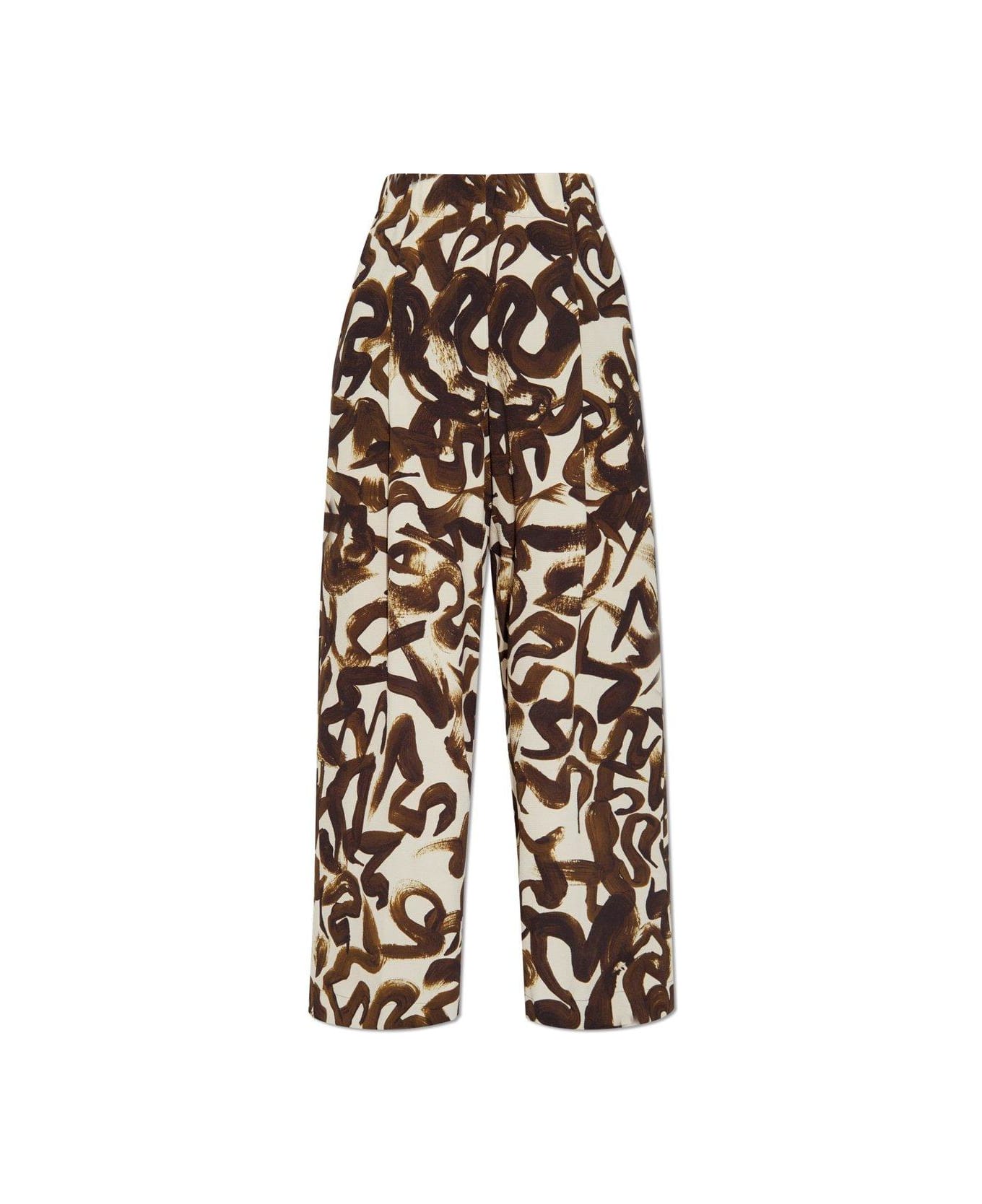 Dries Van Noten Printed Wide-leg Pants - Brown