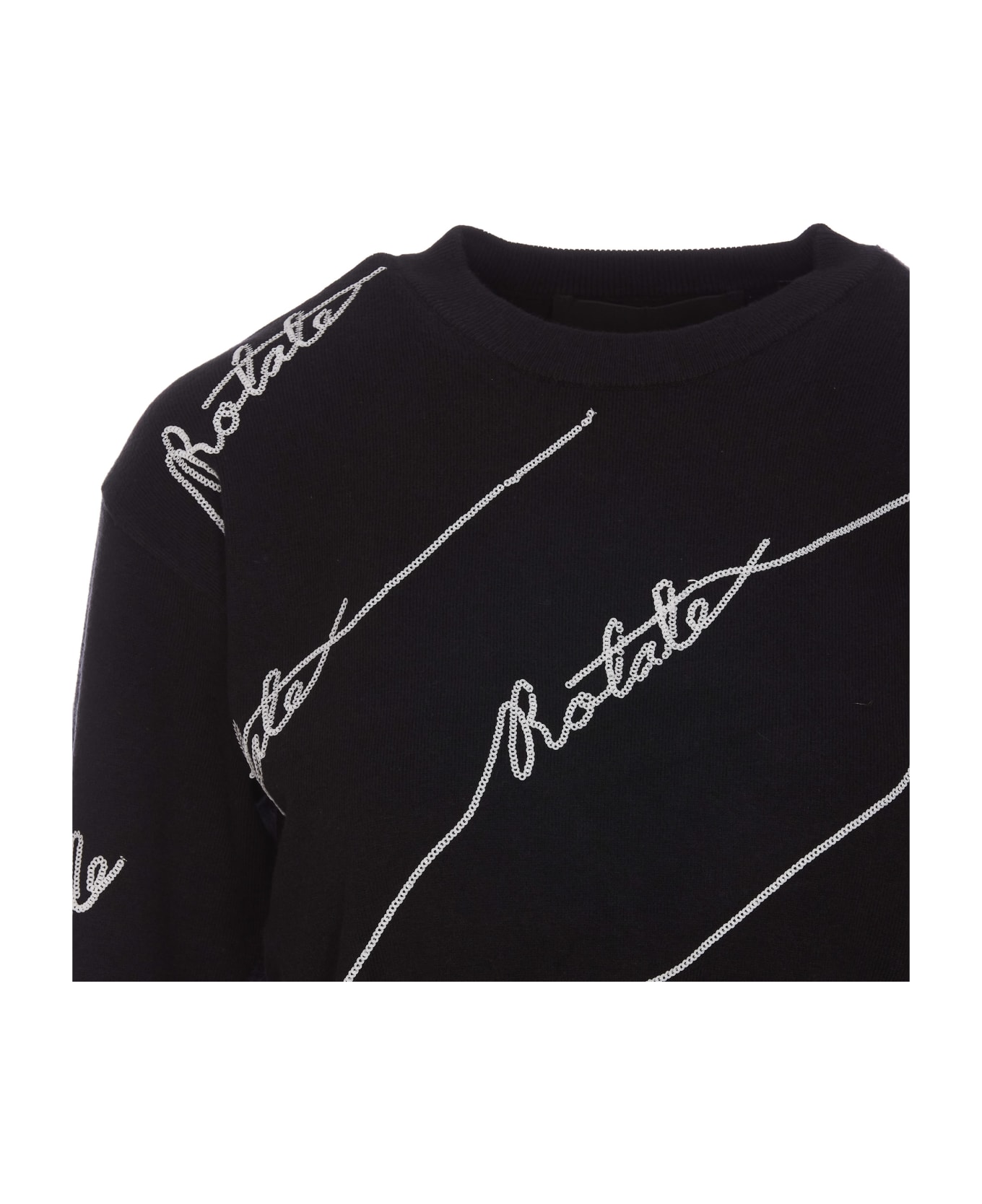 Rotate by Birger Christensen Sequin Logo Sweater - Black
