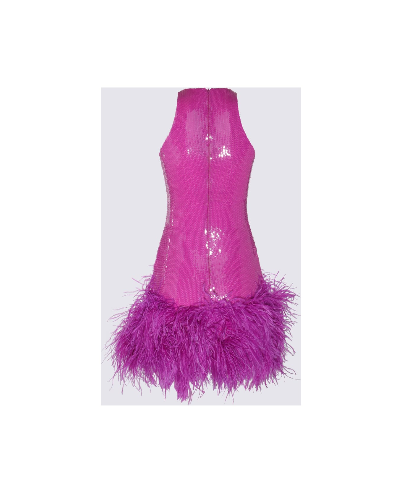 David Koma Purple Feather Trim Sequin Mini Dress