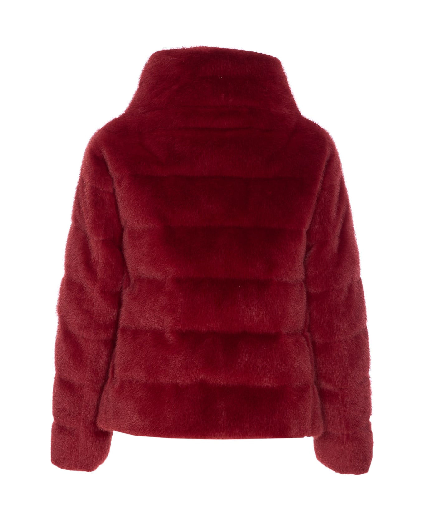 Herno Faux Fur Cape Down Jacket - Red