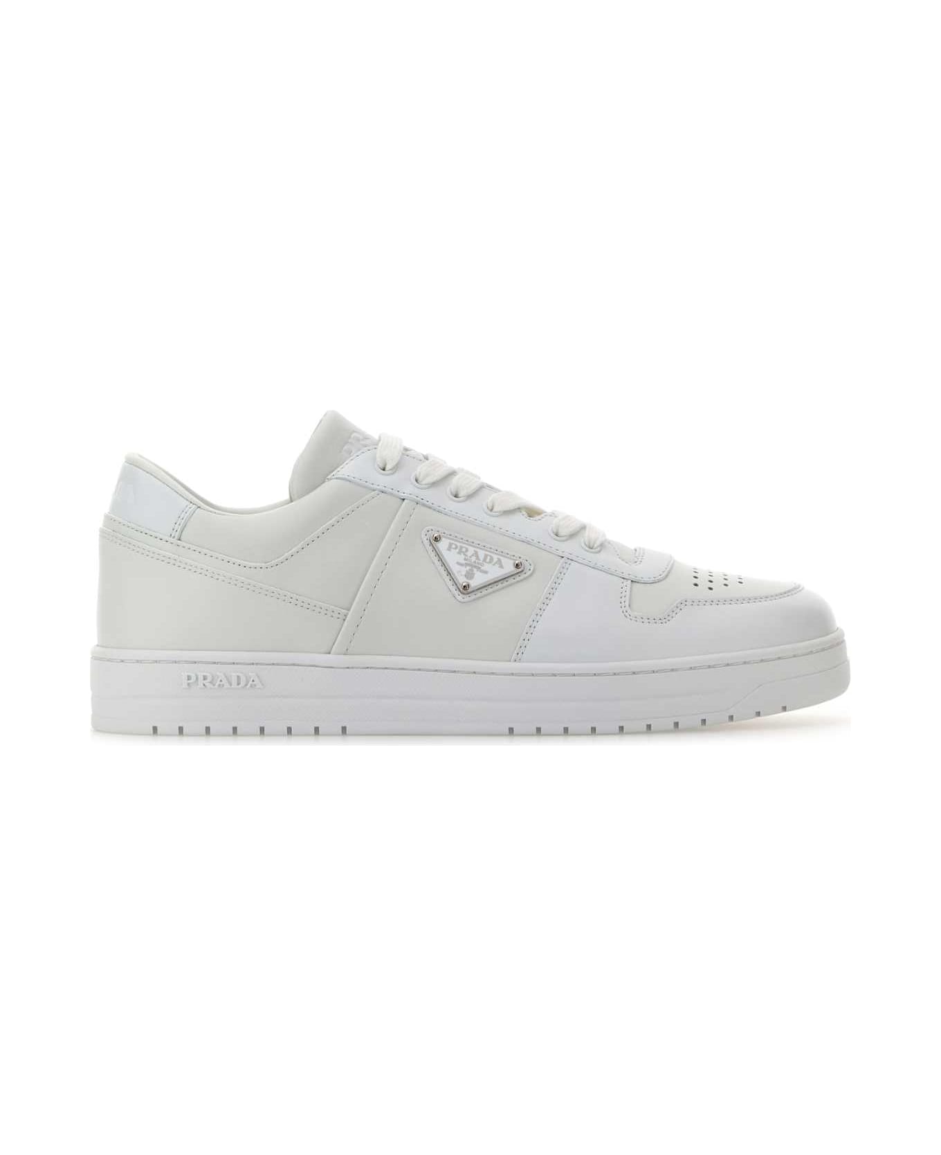 Prada White Leather Downtown Sneakers - BIANCO