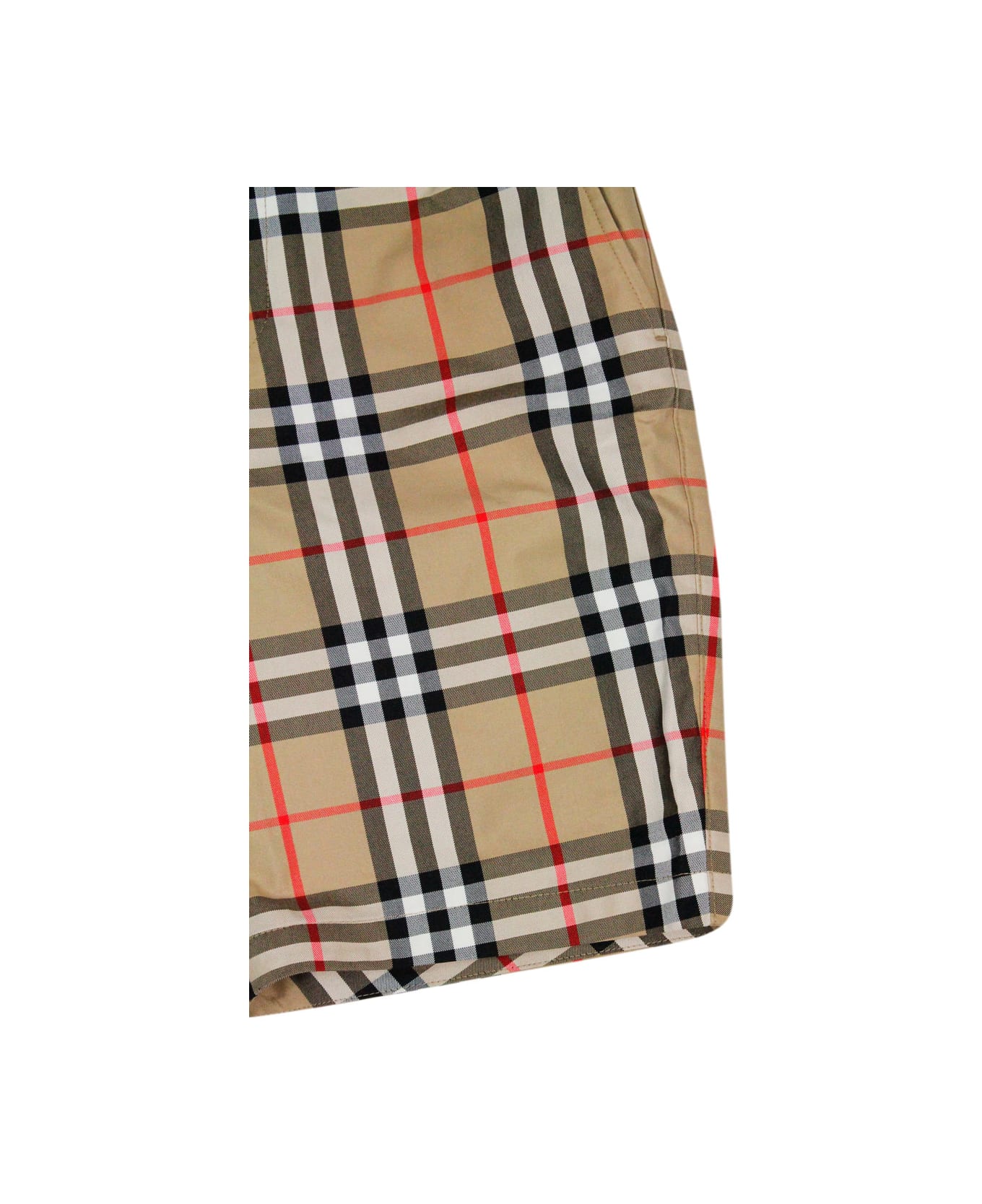 Burberry Cotton Shorts With Check Pattern And Hook And Zip Closure - Beige