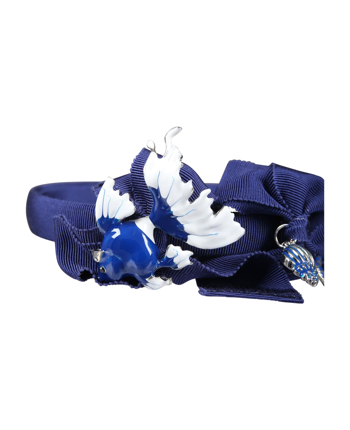 Monnalisa Blue Headband For Girl With Bows - Blue