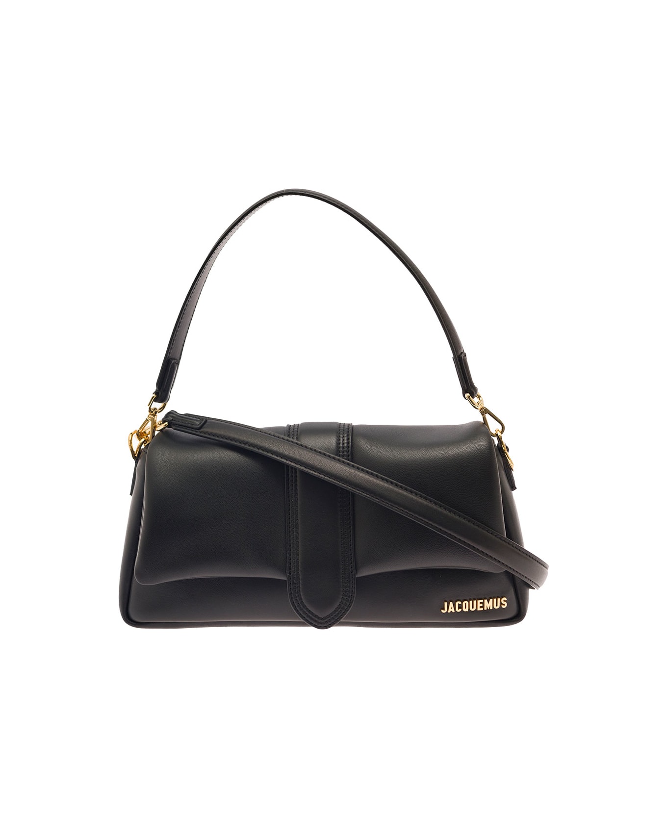 Jacquemus 'le Bambimou' Black Shoulder Bag With Magnetic Fastening And Logo Detail In Leather Woman - BLACK