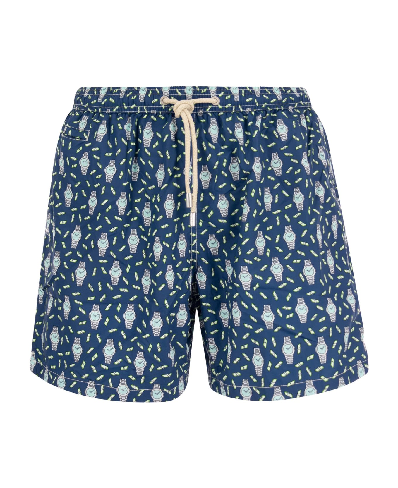 MC2 Saint Barth Lightweight Fabric Swim Boxer Shorts With Print - Blue