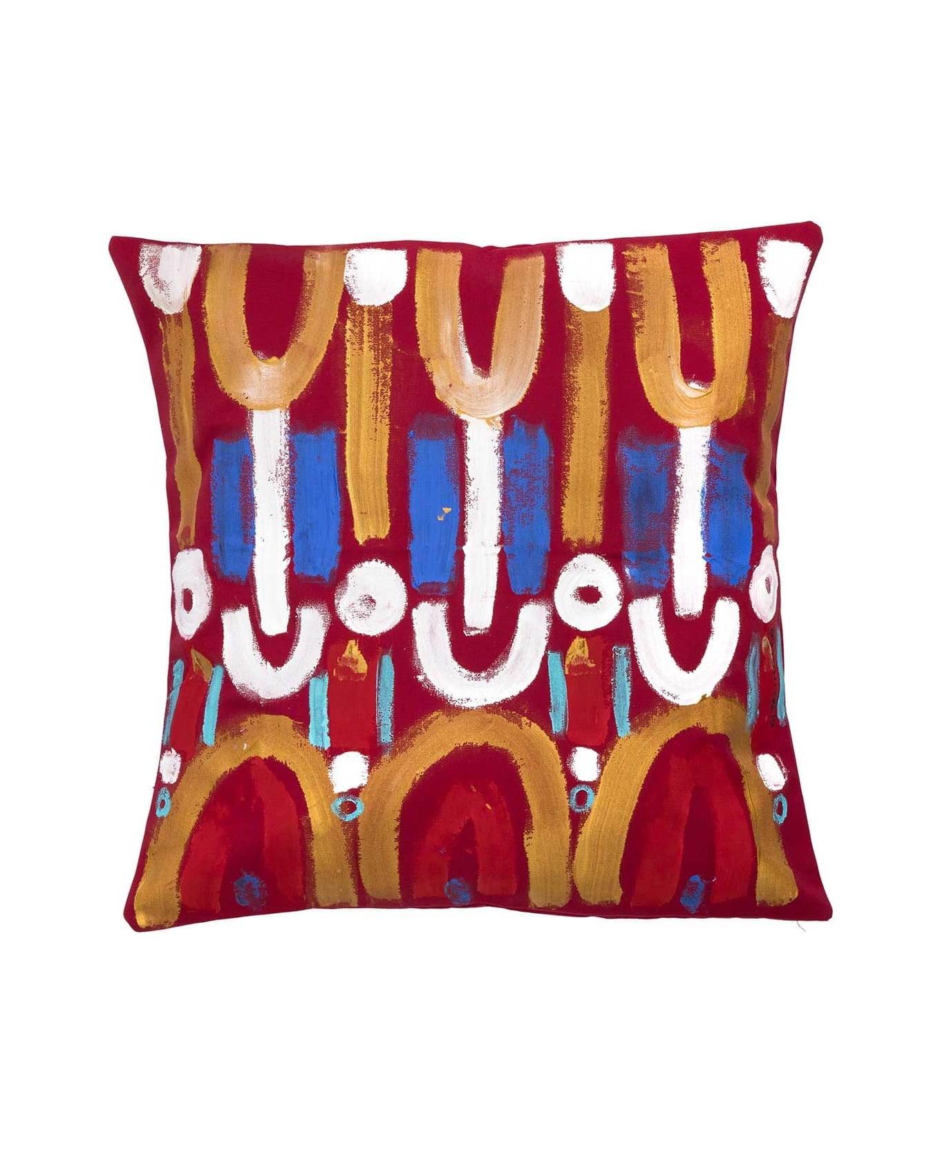 Le Botteghe su Gologone Cotton Hand Painted Indoor Cushion 40x40 cm - Red Fantasy