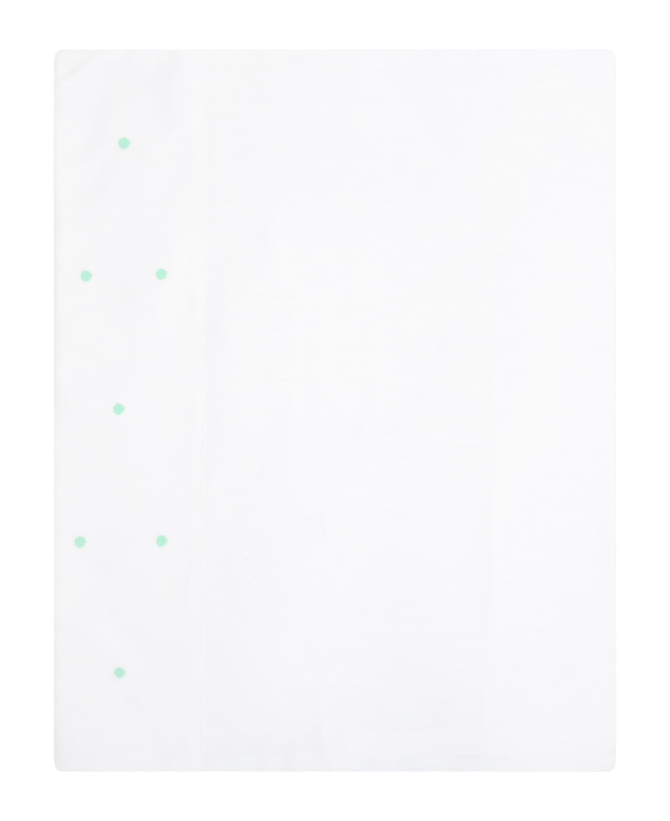 Little Bear White Sheet For Baby Kids With Green Polka Dots - White