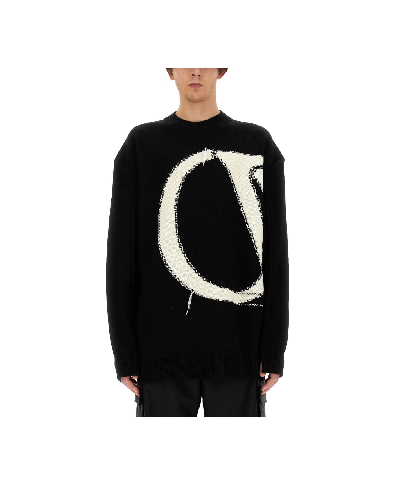 Off-White Jersey With Maxi Logo - BLACK