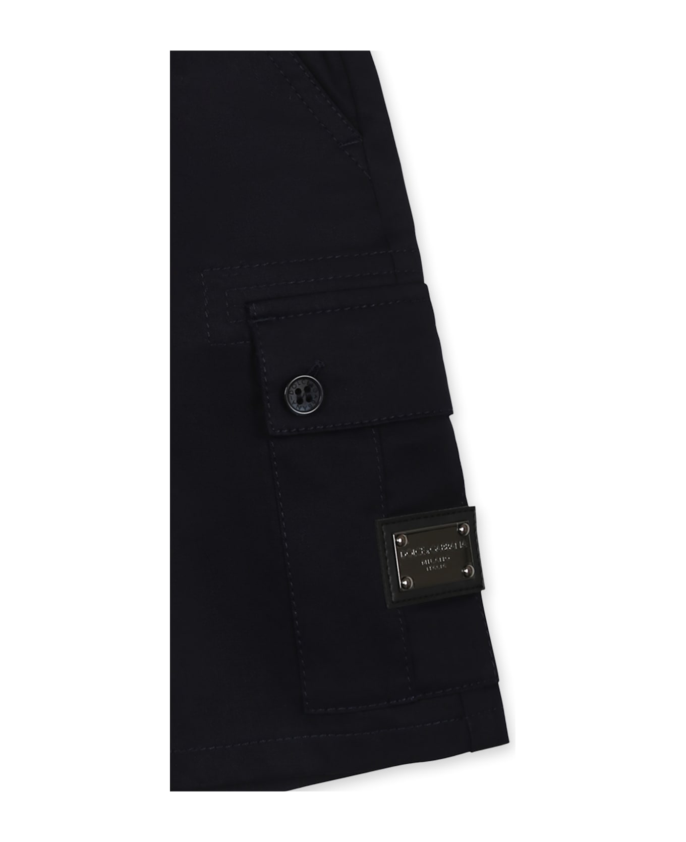 Dolce & Gabbana Blue Shorts For Baby Boy With Logo - Blue