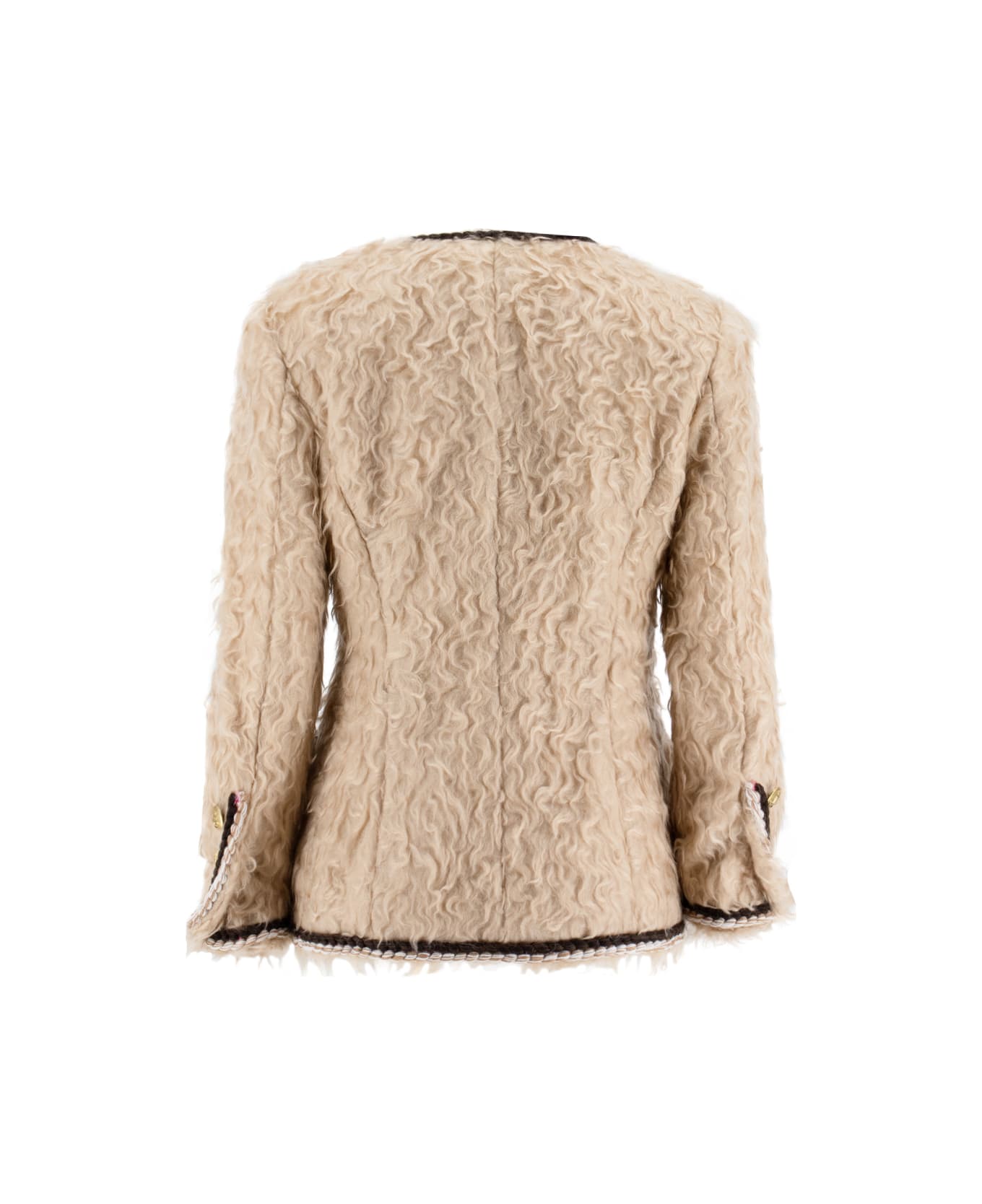 Etro Rope Trimmed Fur Coated Jacket - BEIGE