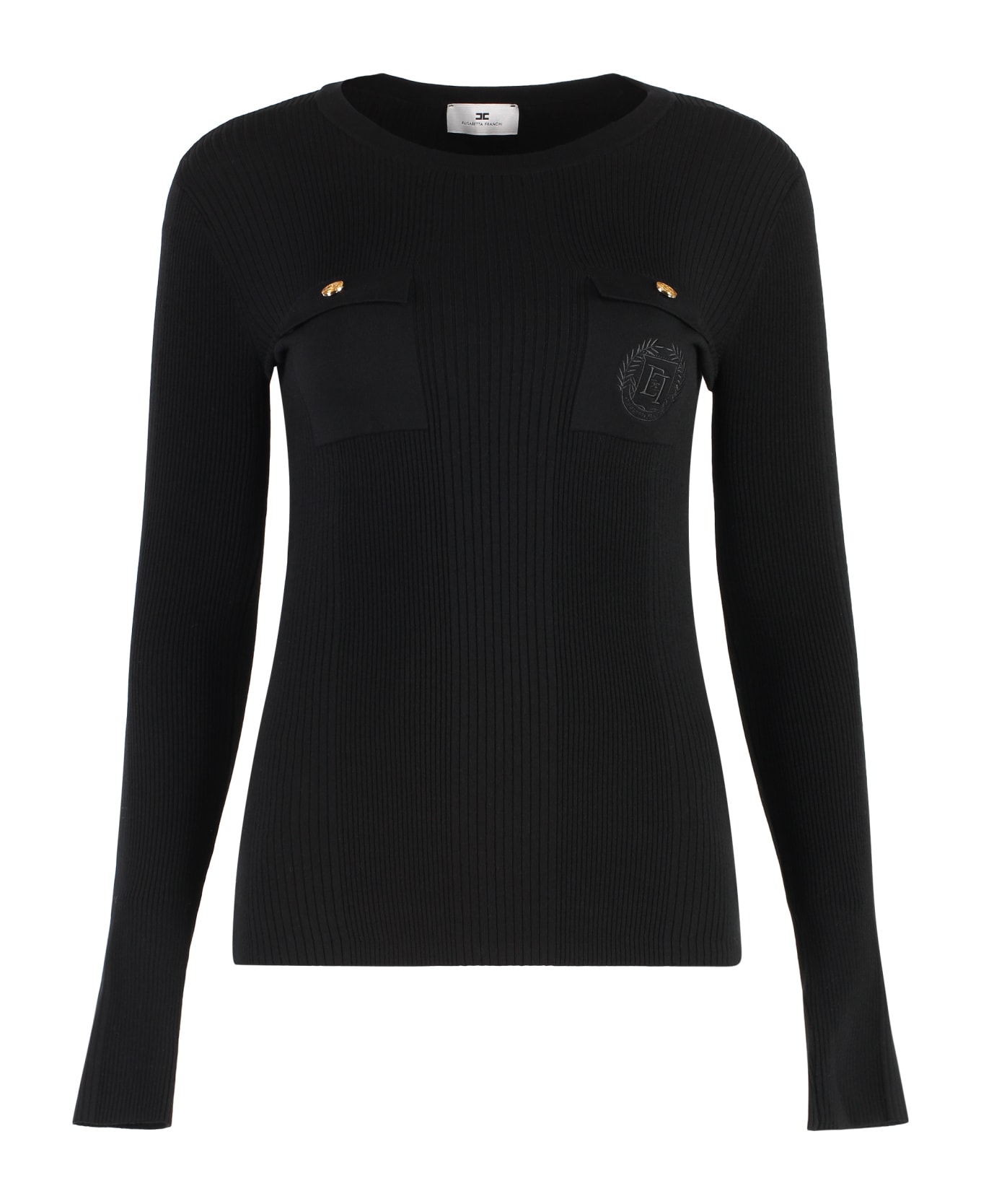 Elisabetta Franchi Knitted Silk And Viscose Top - black