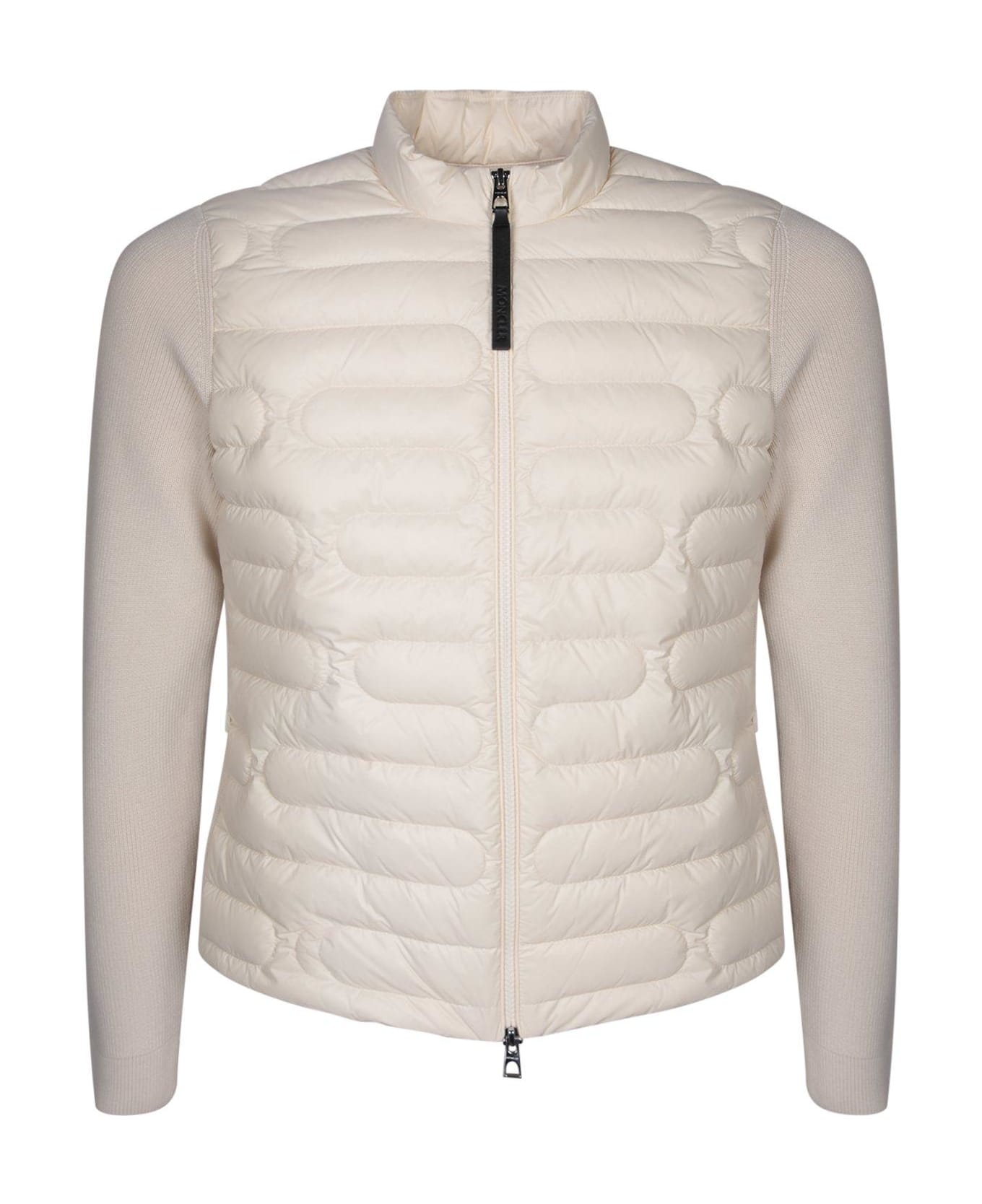 Moncler Zip-up Knit Padded Cardigan - Beige