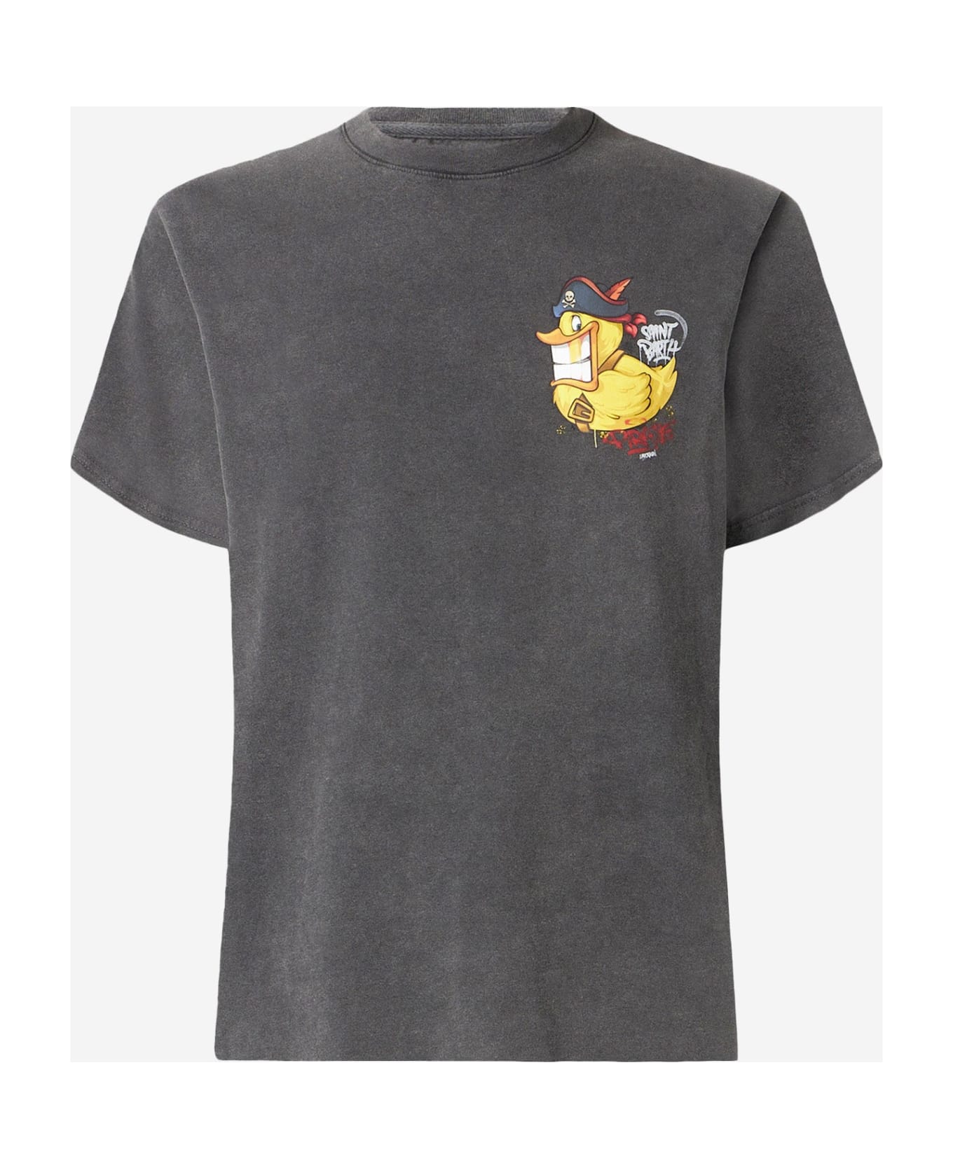 MC2 Saint Barth Man Cotton T-shirt With Captain Duck Front And Back Print | Crypto Puppets® Special Edition - BLACK