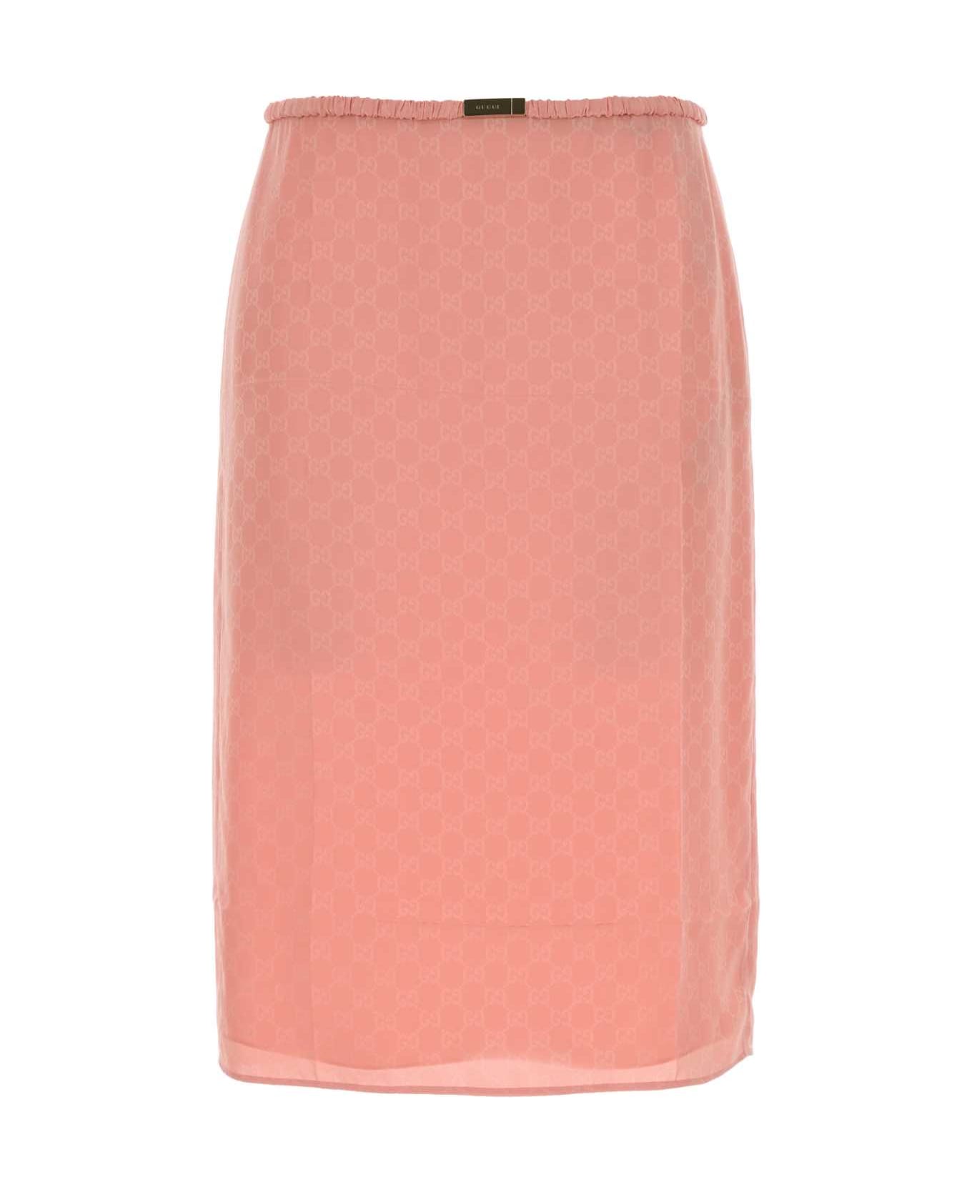 Gucci Pink Gg Silk Skirt - PINK スカート