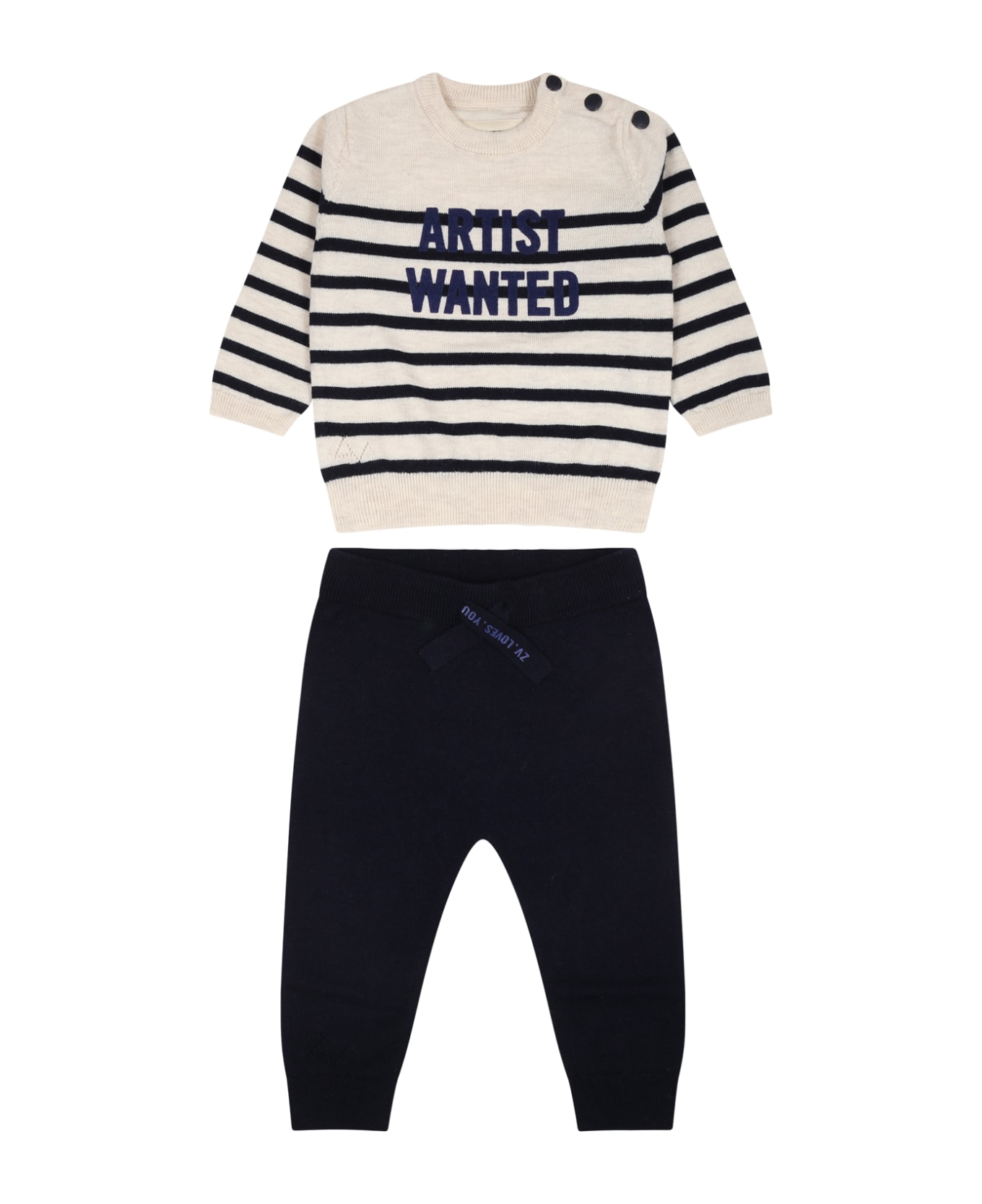 Zadig & Voltaire Blue And Ivory Set For Baby - Multicolor