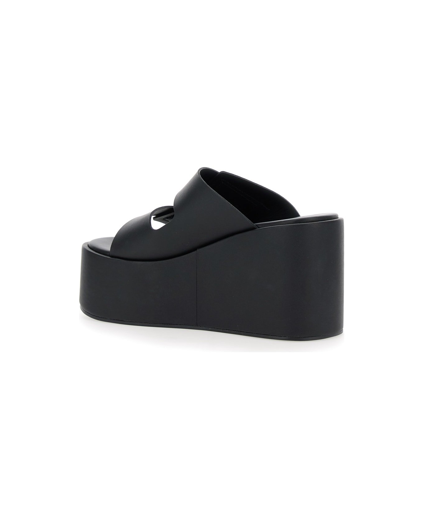 Coperni Black Wedges With Logo Patch On The Front And Touch-strap Closure In Leather Woman - Black