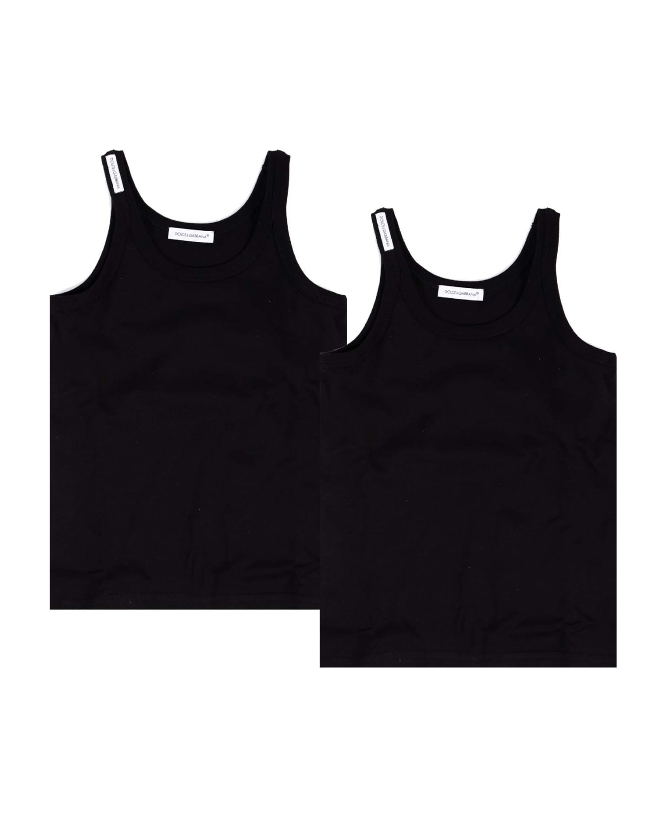 Dolce & Gabbana Pack Of 2 Stretch Jersey Tanks Top - Back