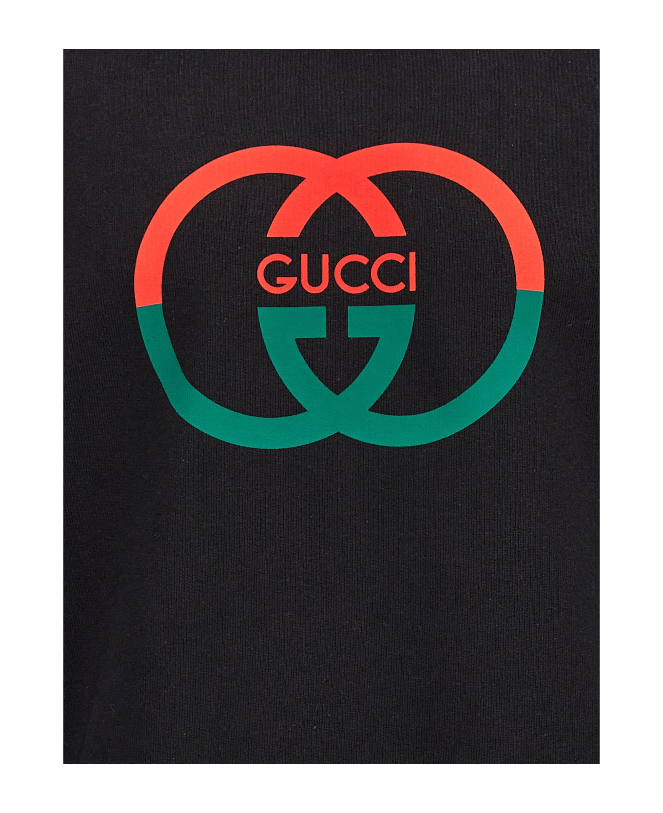 Gucci Logo Print Hoodie - Black フリース