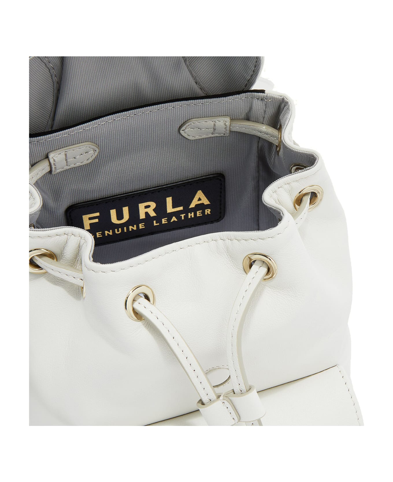 Furla Flow Mini White Leather Backpack - MARSHMALLOW