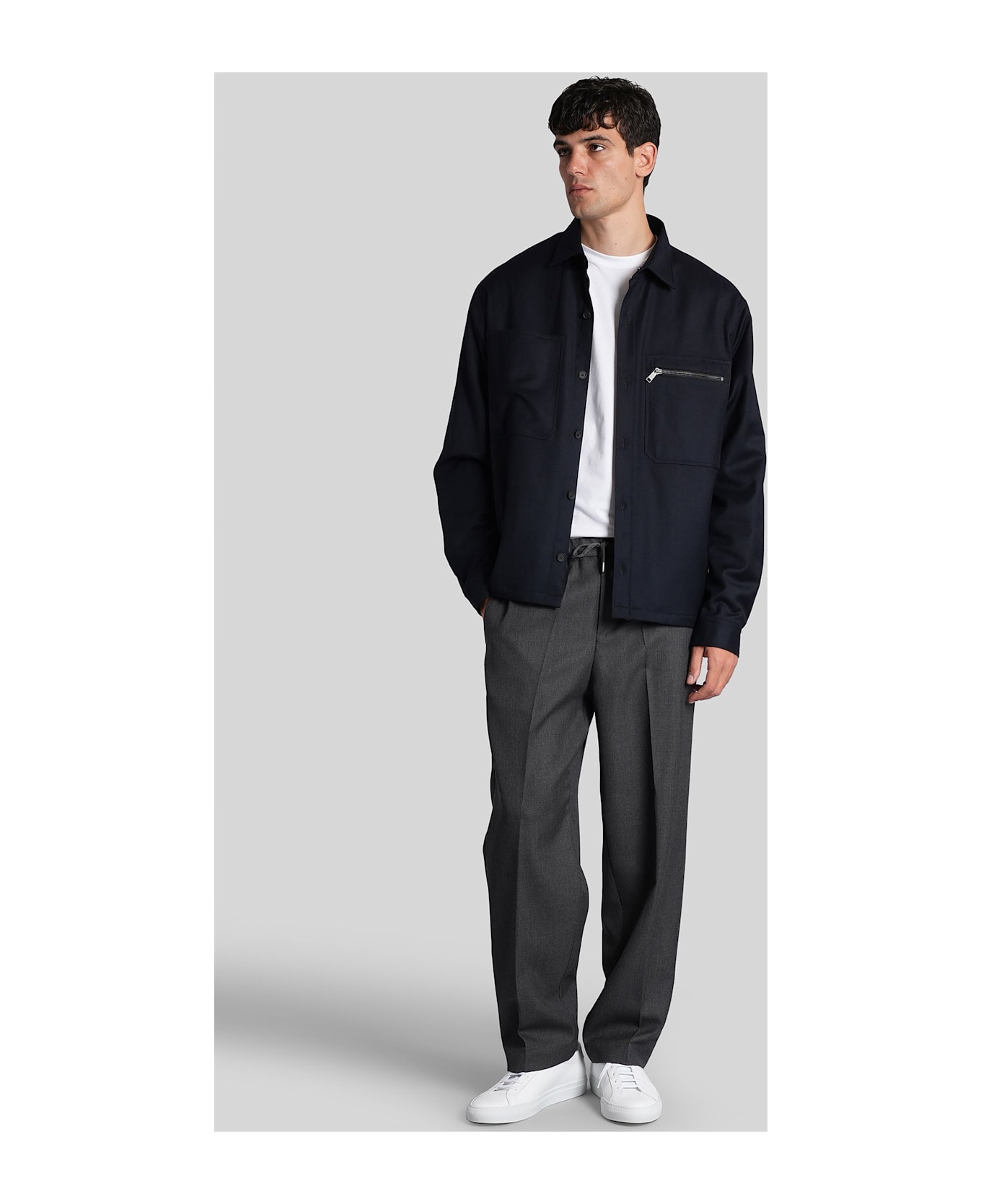 Zegna Casual Jacket In Blue Wool - blue