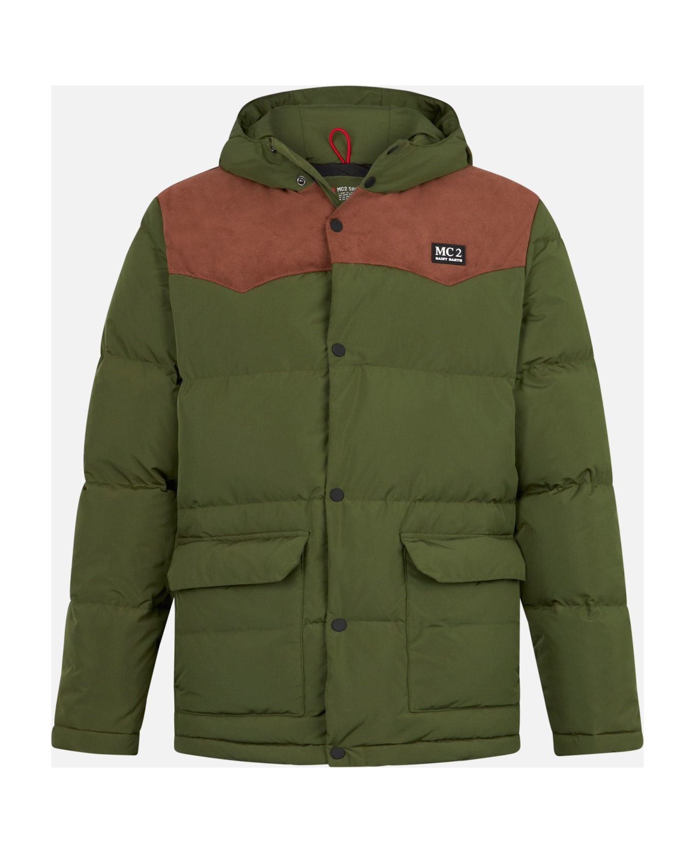 MC2 Saint Barth Man Military Green Hooded Down Jacket Baxter - GREEN