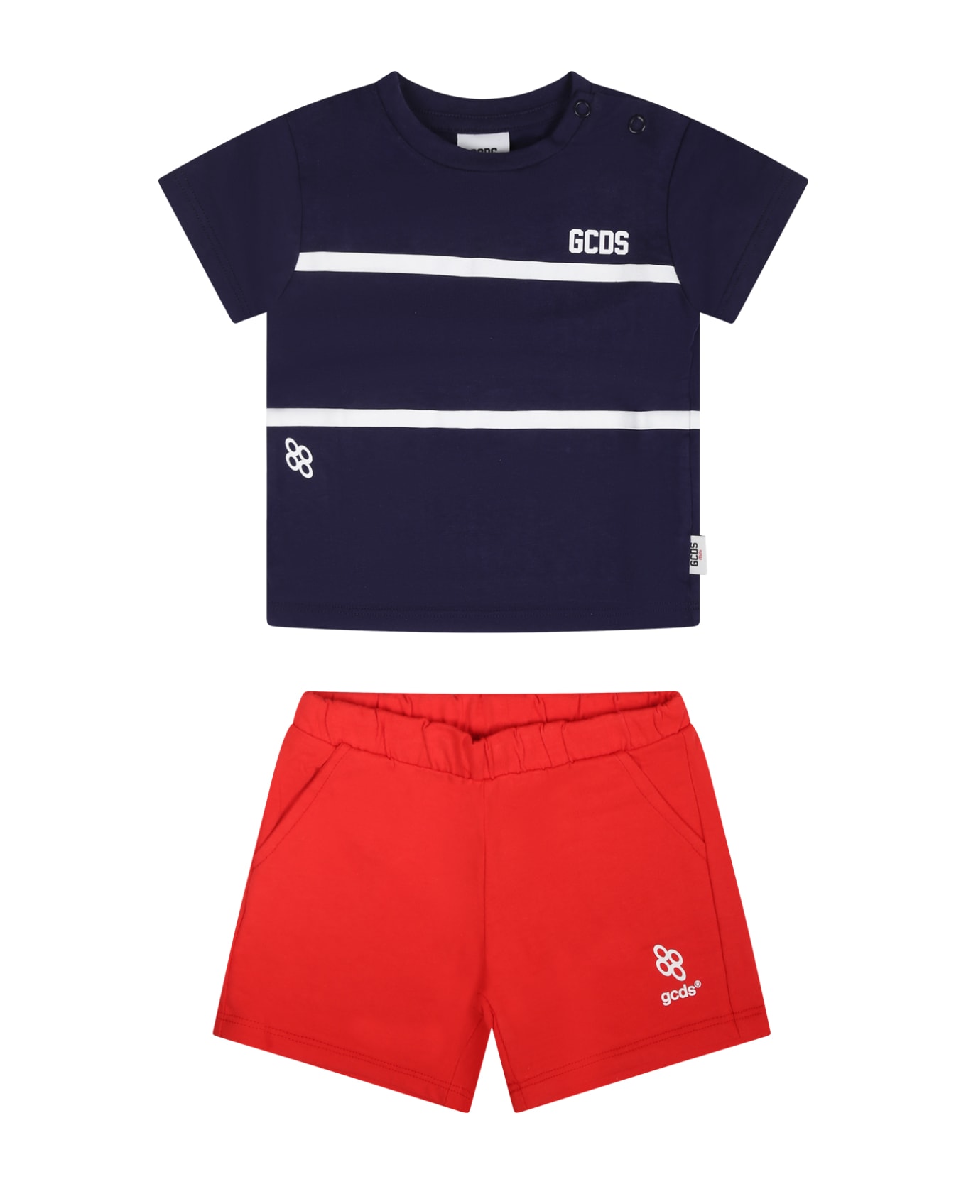 GCDS Mini Blue Sports Suit For Baby Boy With Logo - Blue ボトムス