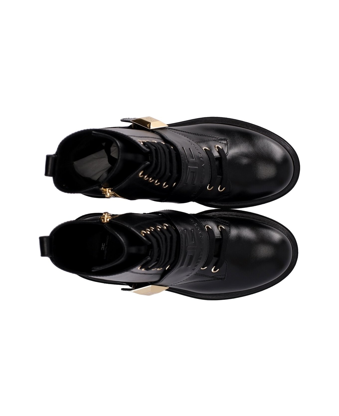 Elisabetta Franchi Black Combat Boot With Stud - Nero