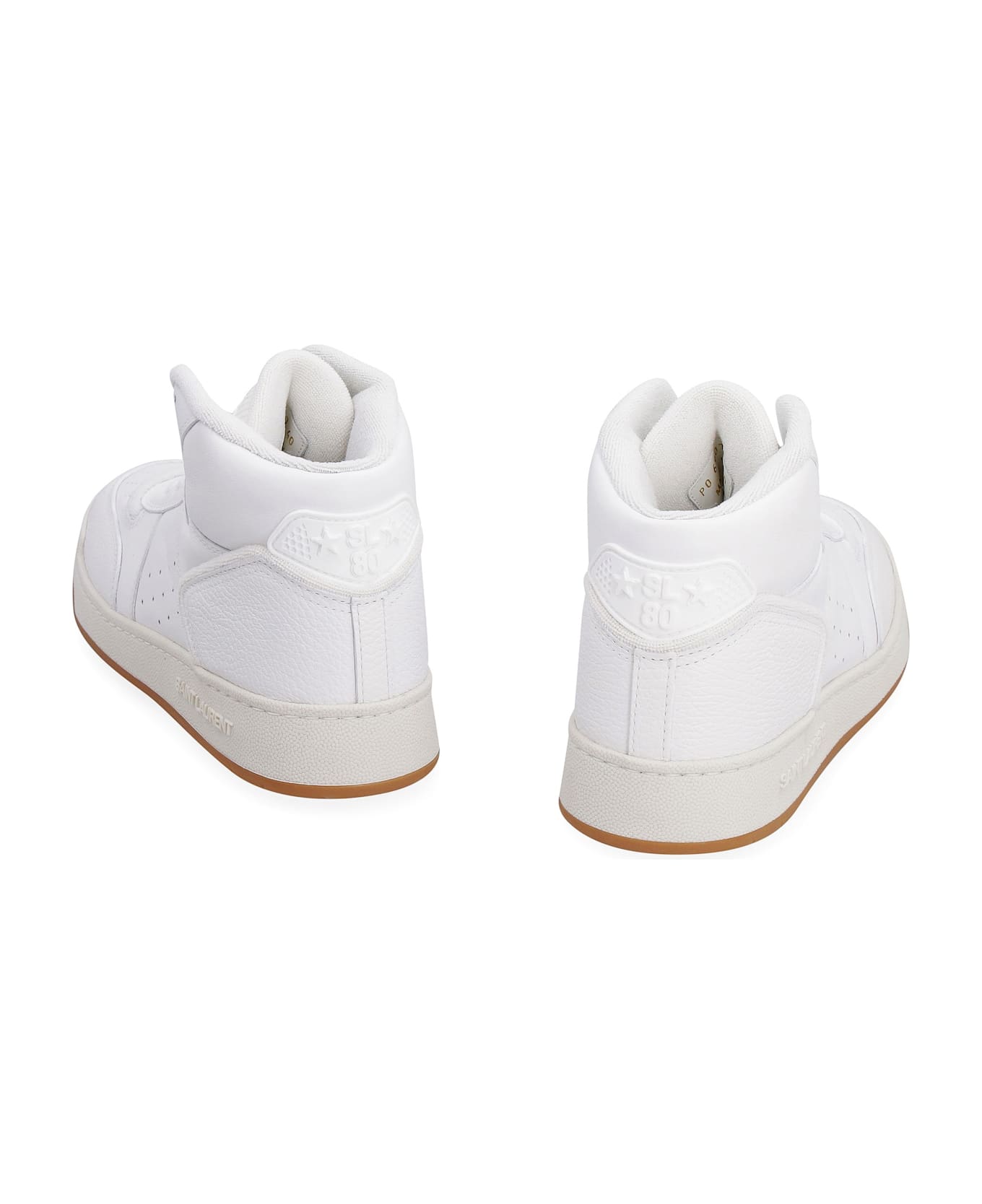 Saint Laurent Sl/80 Leather High-top Sneakers - White