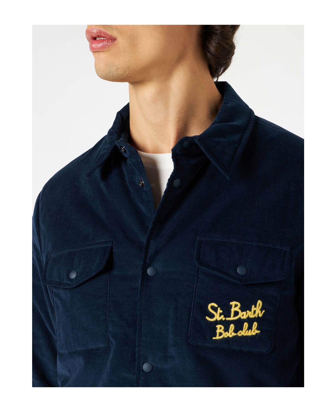 MC2 Saint Barth Overshirt With Pocket And St. Barth Bob Club Embroidery - BLUE ジャケット