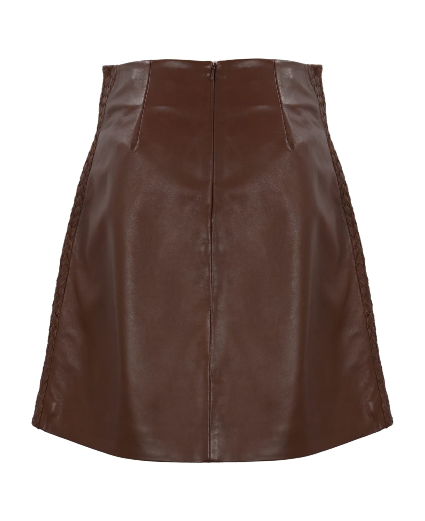 Weekend Max Mara 'ocra' Nappa Leather Skirt - Coccio