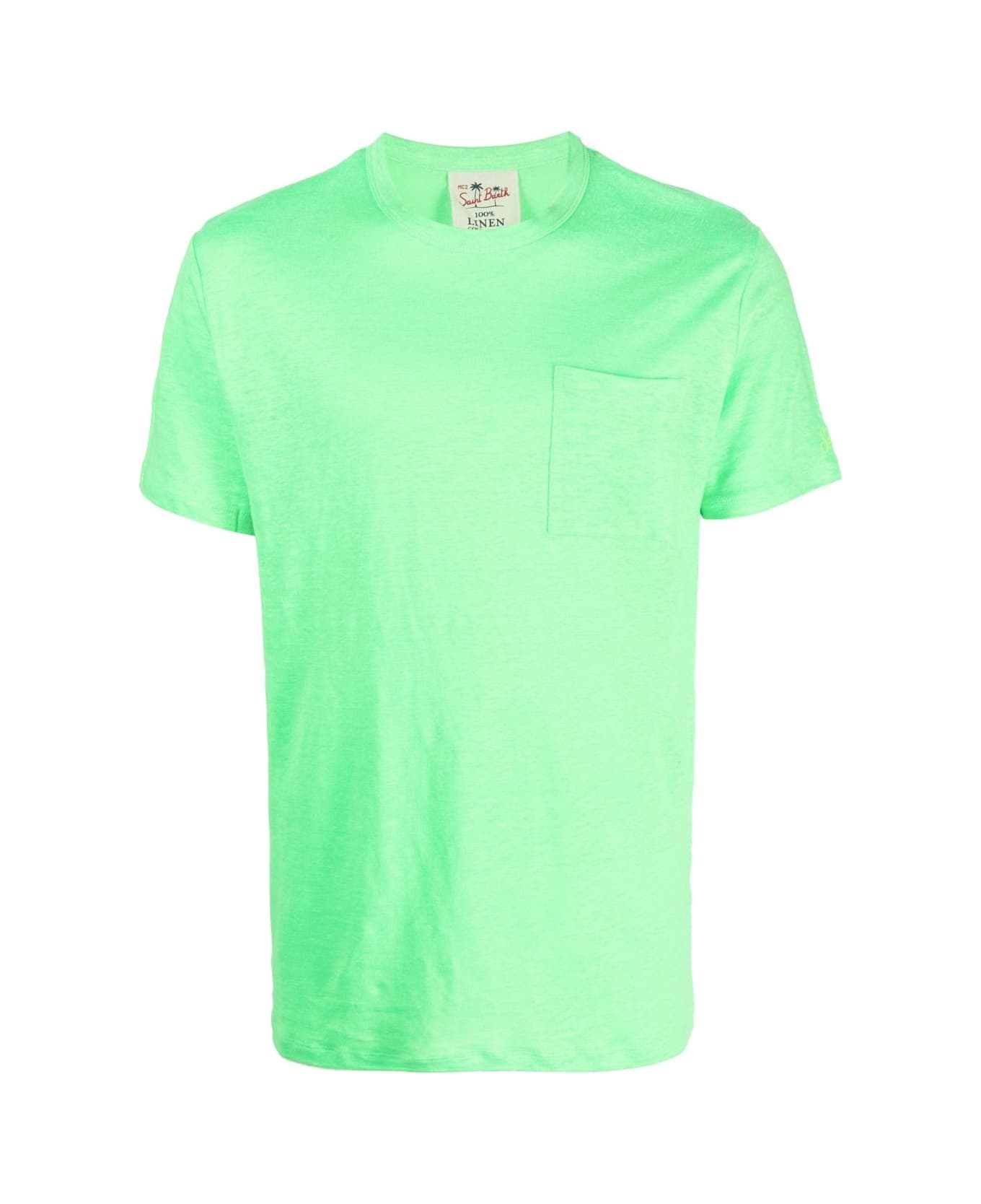 MC2 Saint Barth Linent-shirt With Front Pocket - Fluo Green シャツ