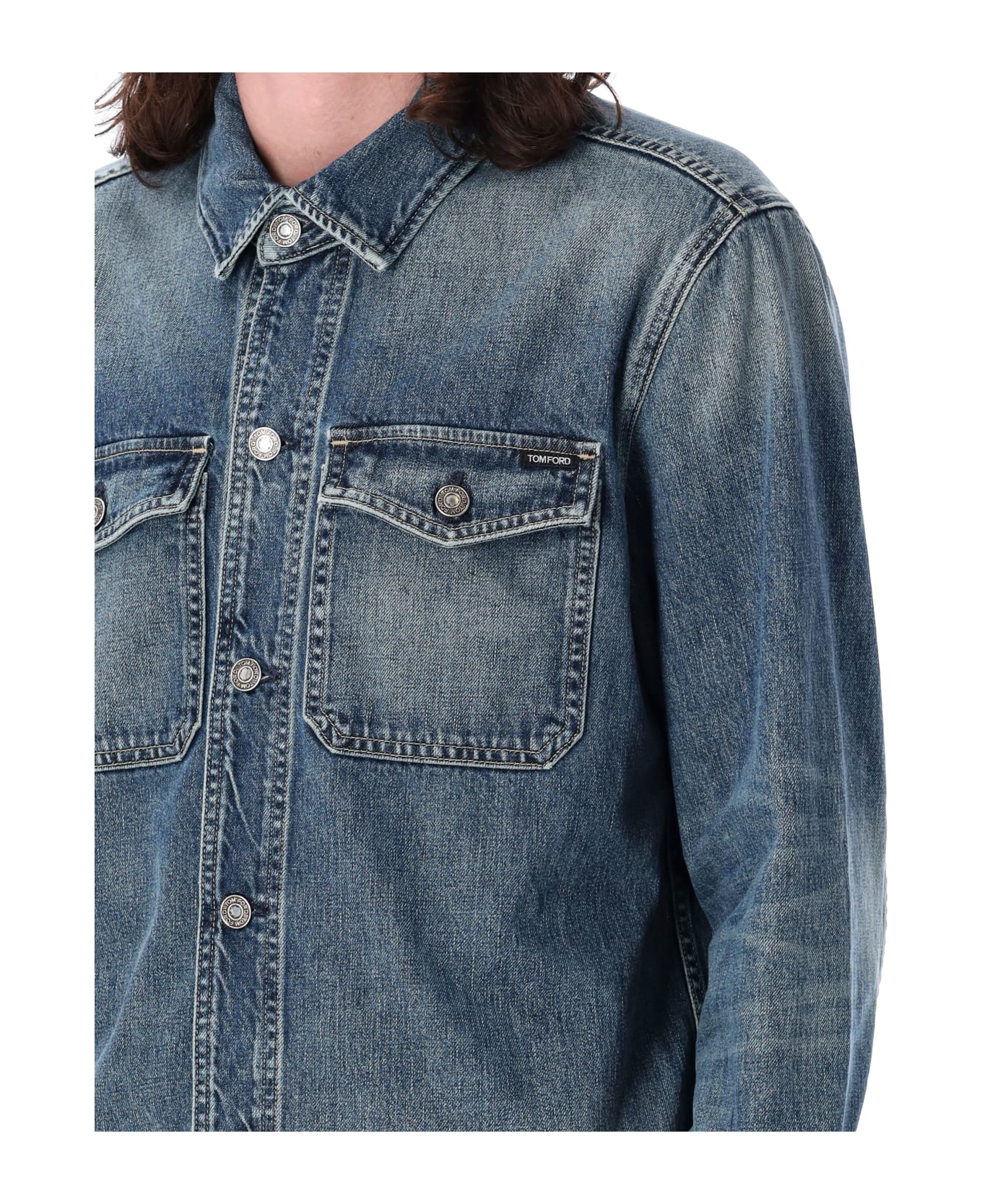 Tom Ford Denim Shirt Jacket - VINTAGE PALE BLUE