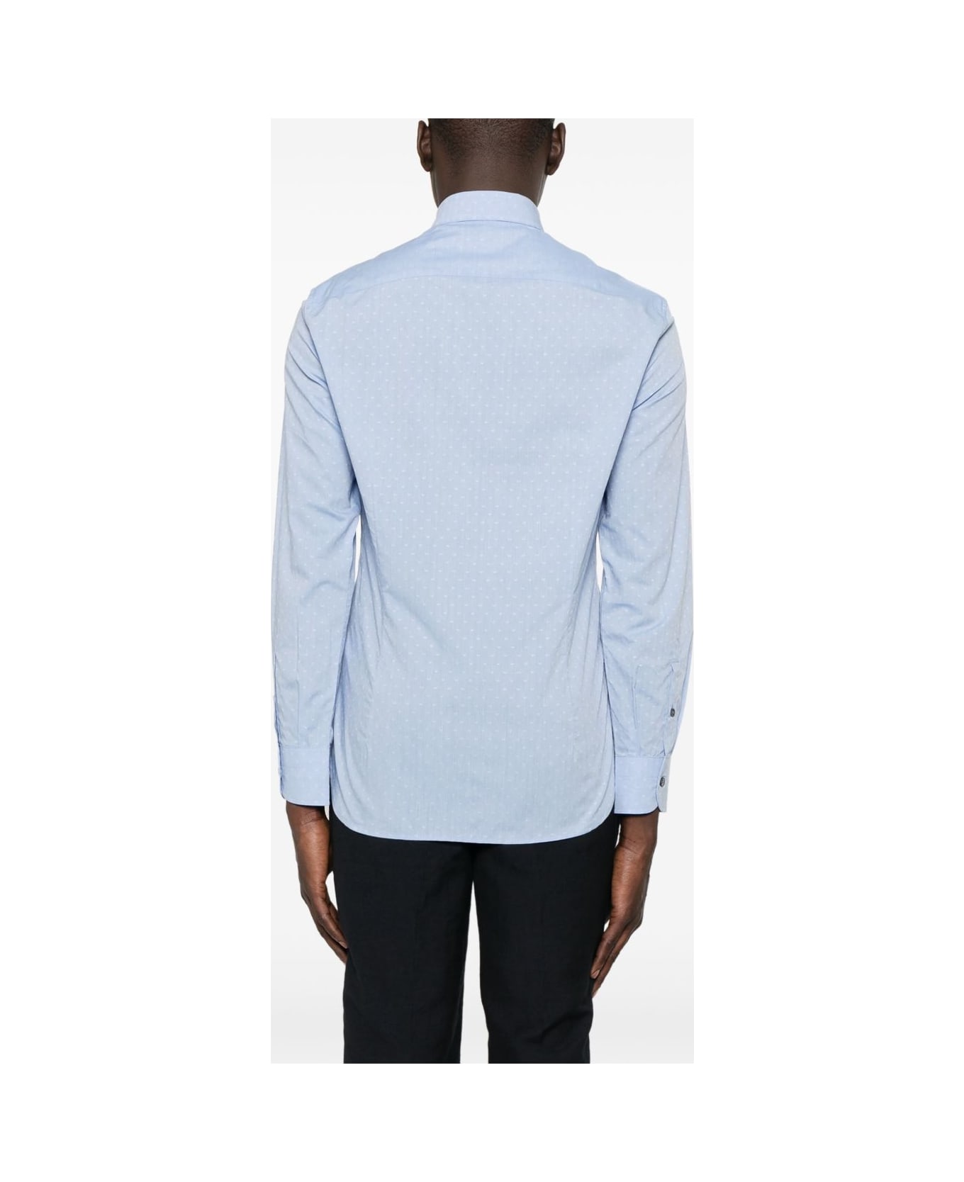 Emporio Armani Allover Logo Cotton Shirt - Clear Blue