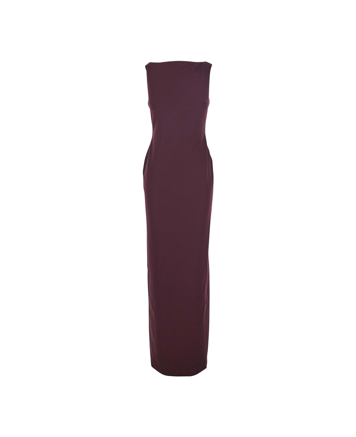 Solace London Bordeaux Long Dress With Square Neckline And Cut Out On The Back In Fabric Woman - Bordeaux