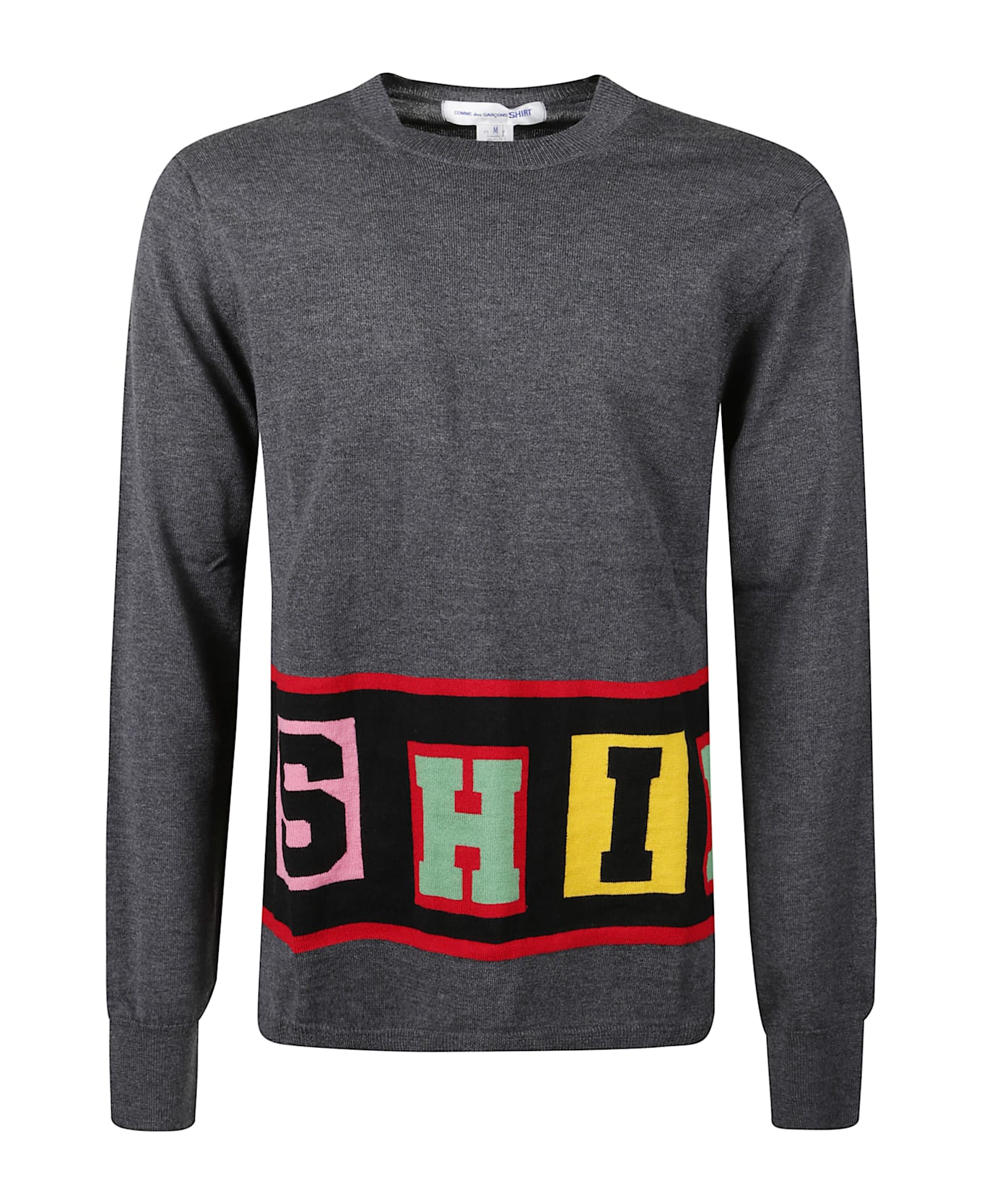 Comme des Garçons Crew Neck Sweater With Writing - Grey