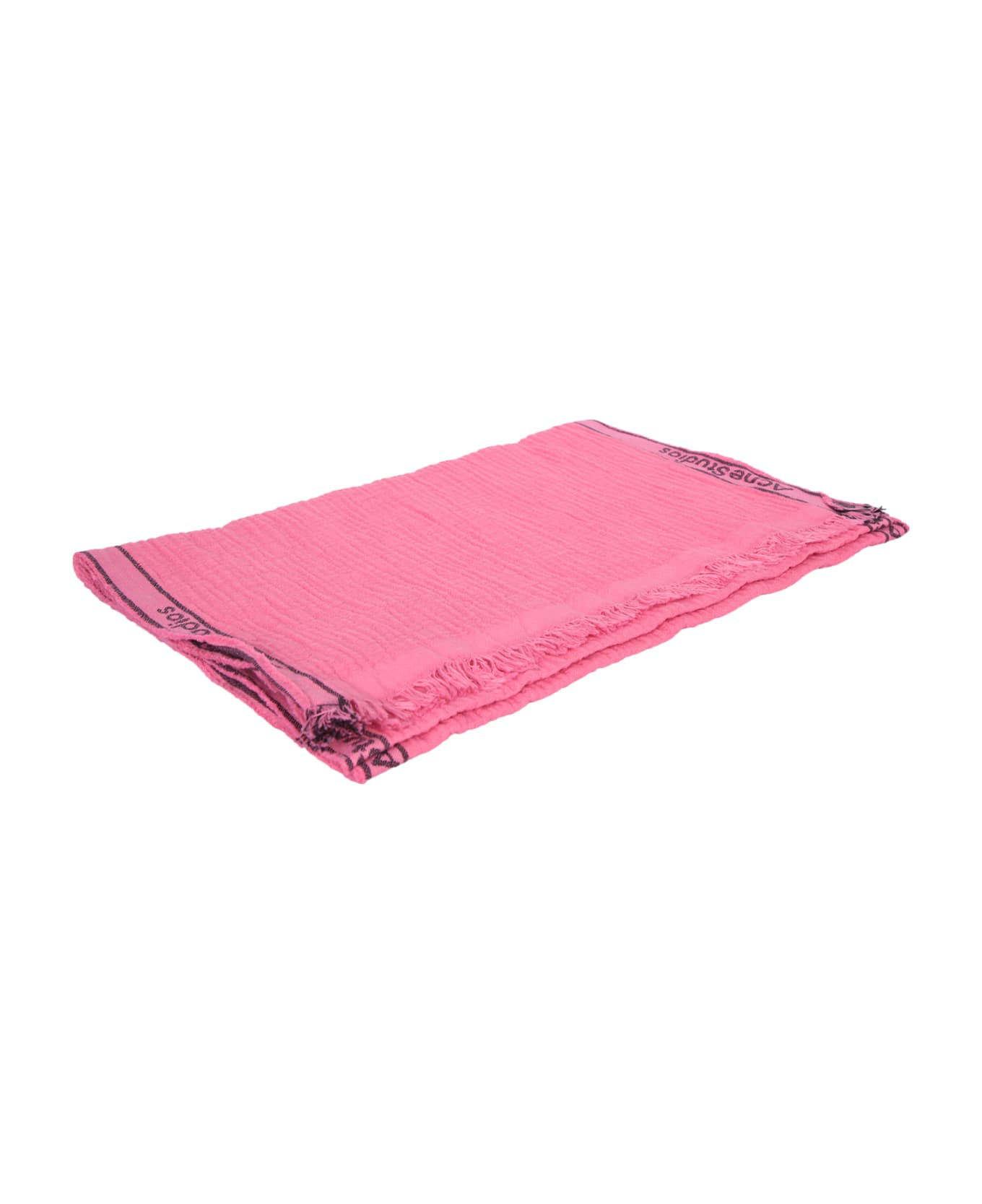 Acne Studios Brown Logo Print Scarf - Pink