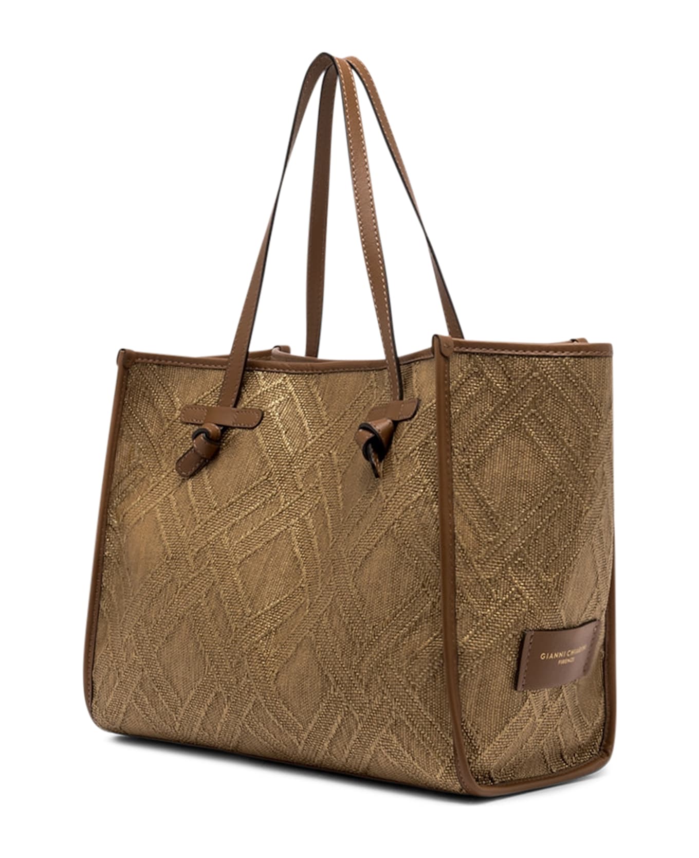 Gianni Chiarini Marcella Canvas And Leather Shopping Bag - Bronze