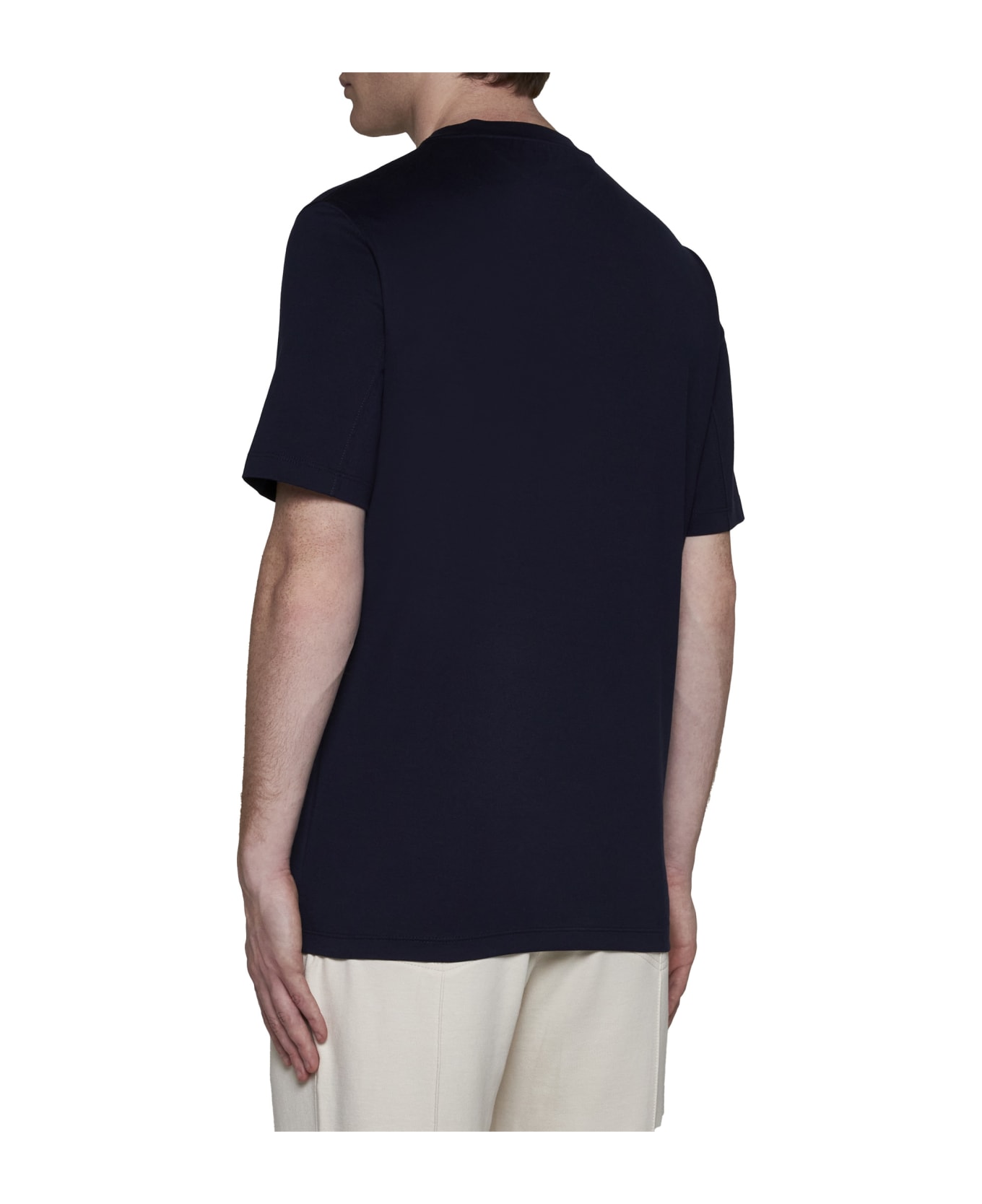 Brunello Cucinelli Crew-neck T-shirt With Logo - Blue シャツ