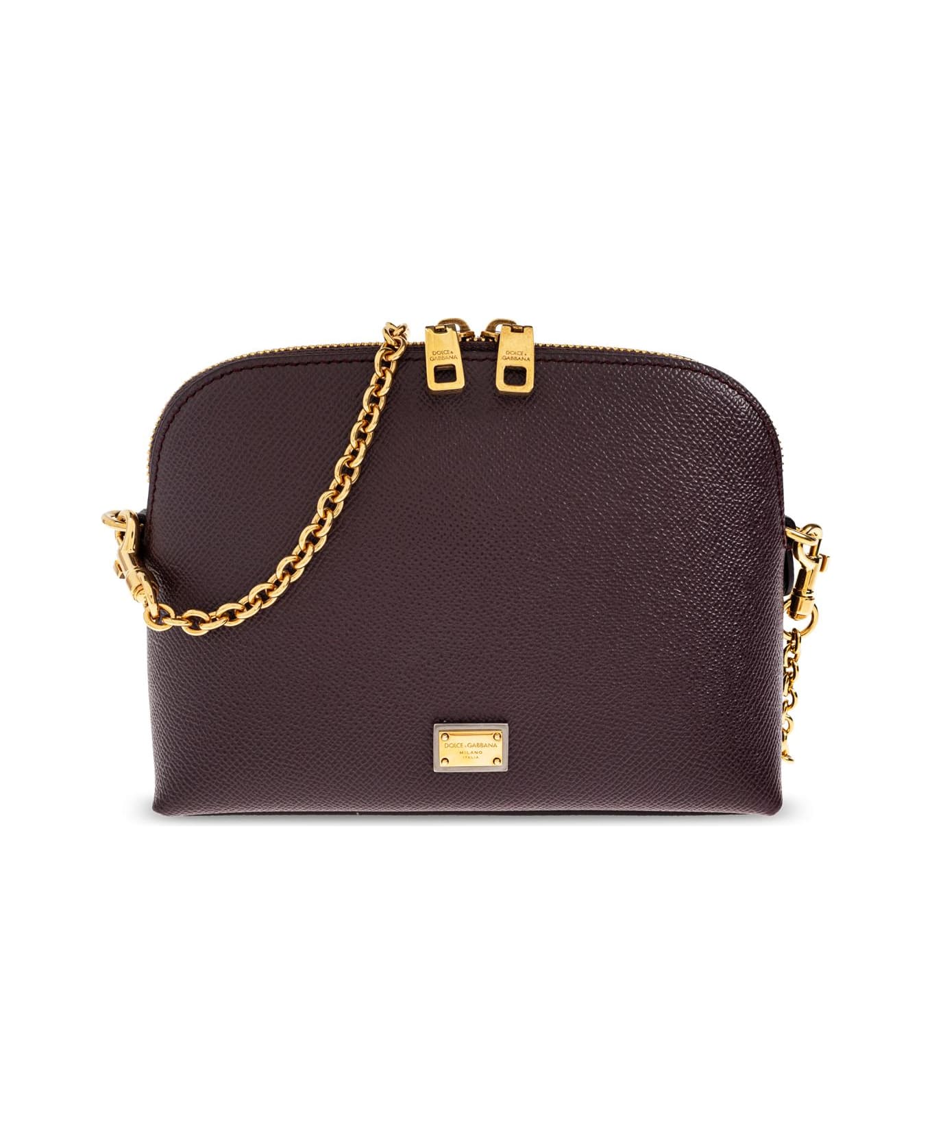 Dolce & Gabbana Leather Shoulder Bag - PURPLE