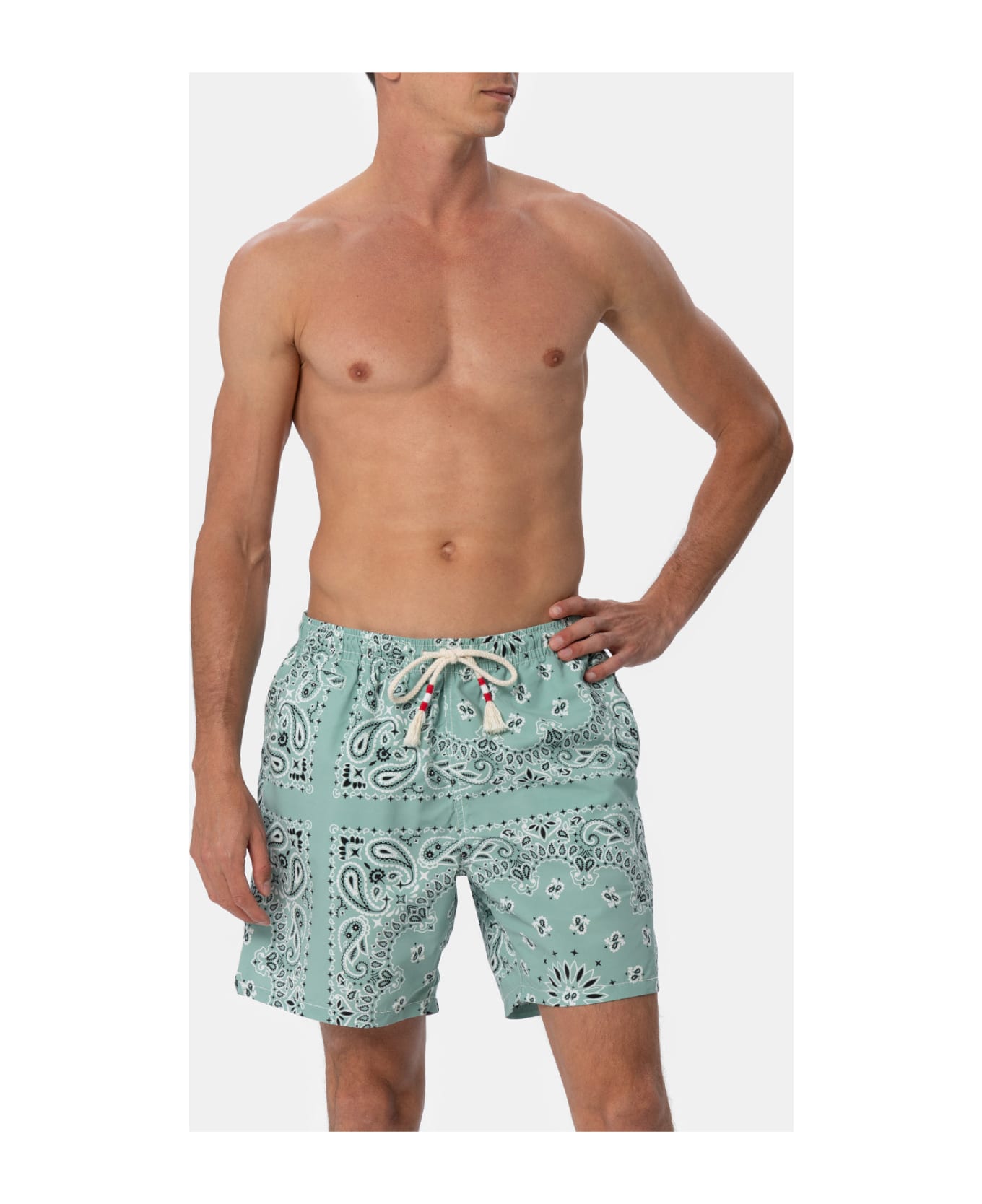 MC2 Saint Barth Man Mid-length Sage Green Swim-shorts Caprese - GREEN